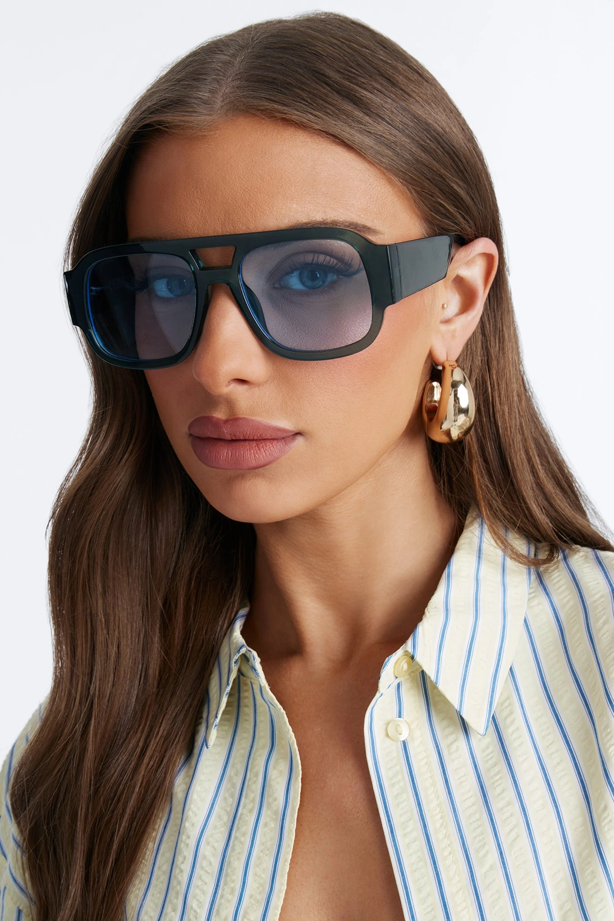 Jet Set Aviator Sunglasses - Teal — Verde-petróleo