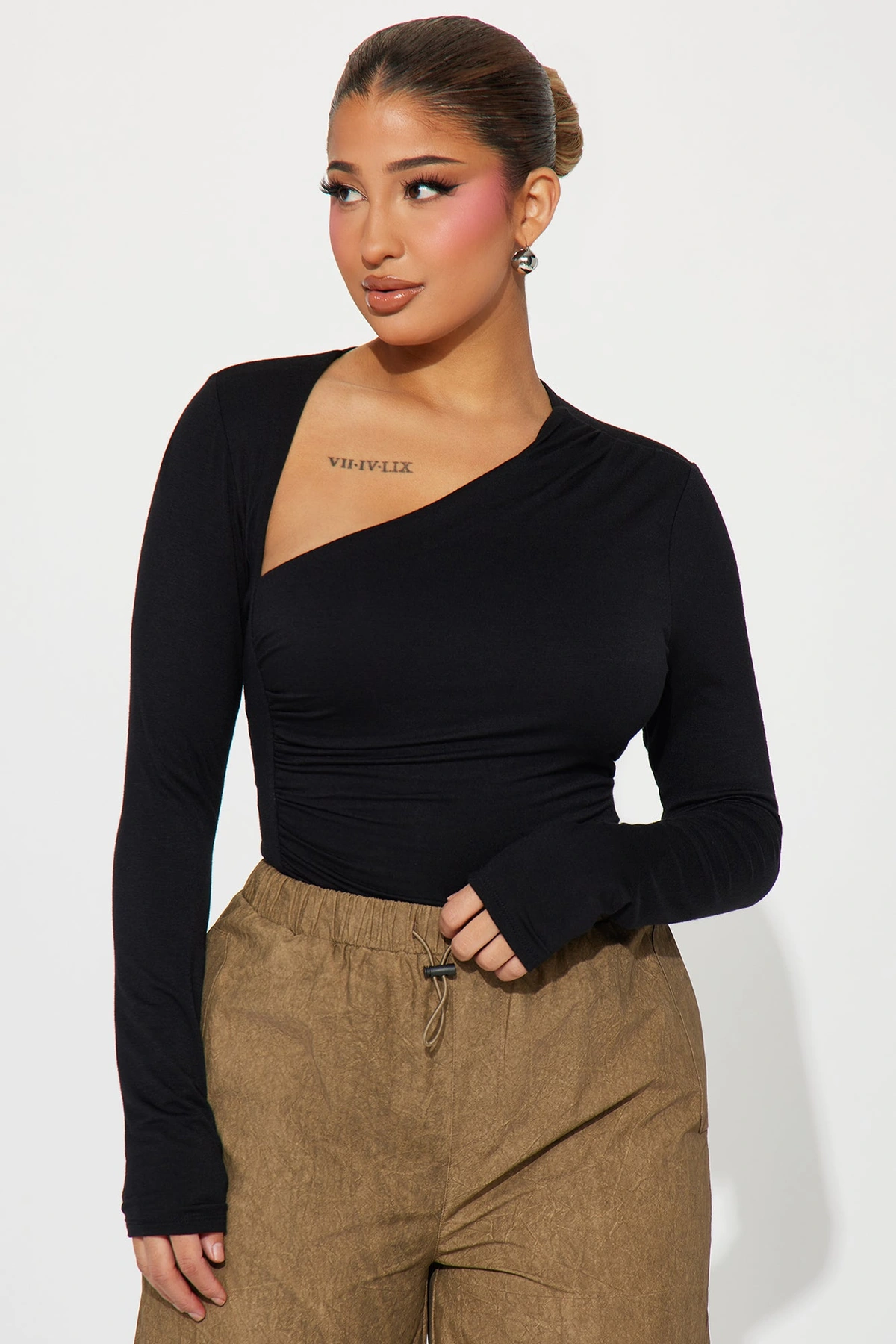 Lost Your Chance Ruched Top - Black — Preto