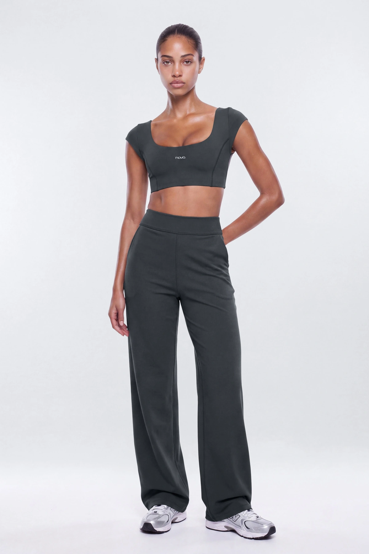 CloudForm™ Cap Sleeve Crop Top - Carbon — Carbon