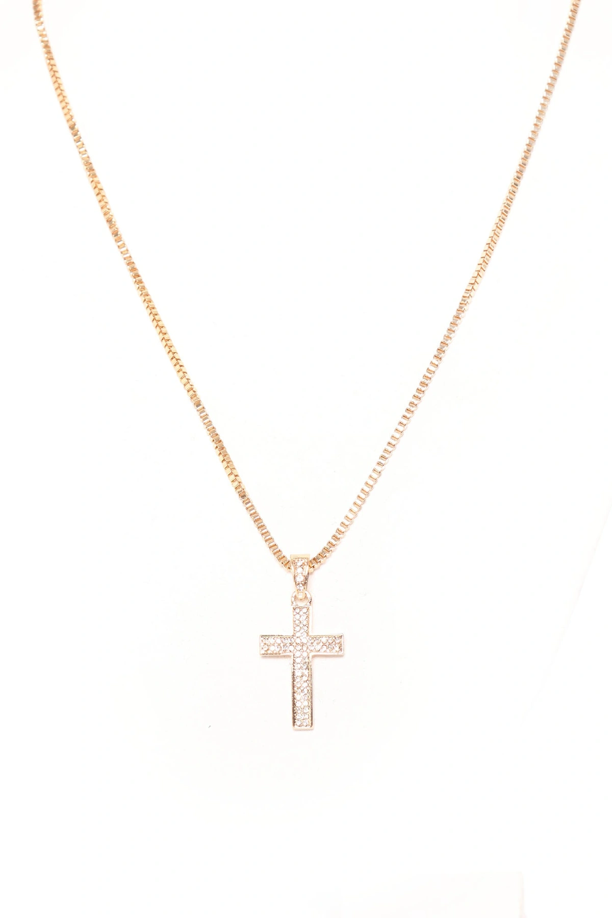 Devoted Love Cross Necklace - Gold — Dourado