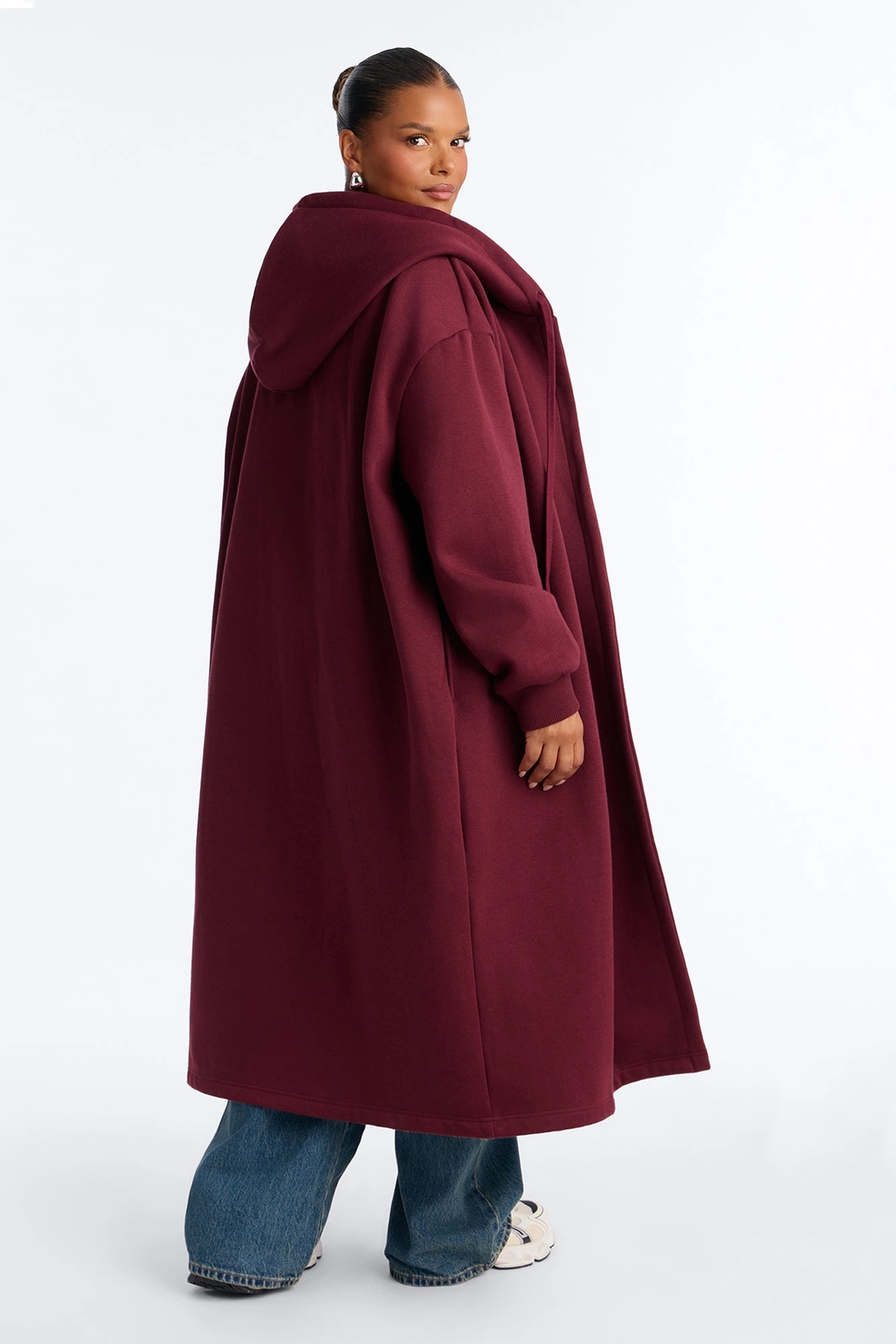 Jolie Cozy Fleece Trench - Burgundy — Bordô