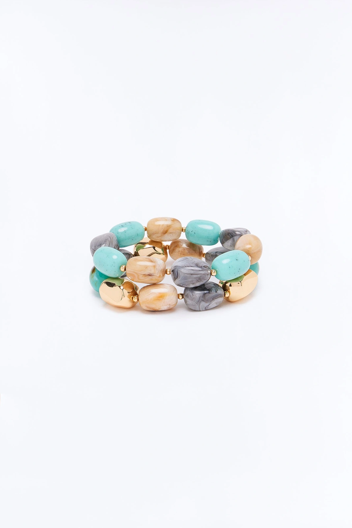 Unwind Tropics 2 Piece Bracelet Set - Gold/Blue — Dourado/Azul