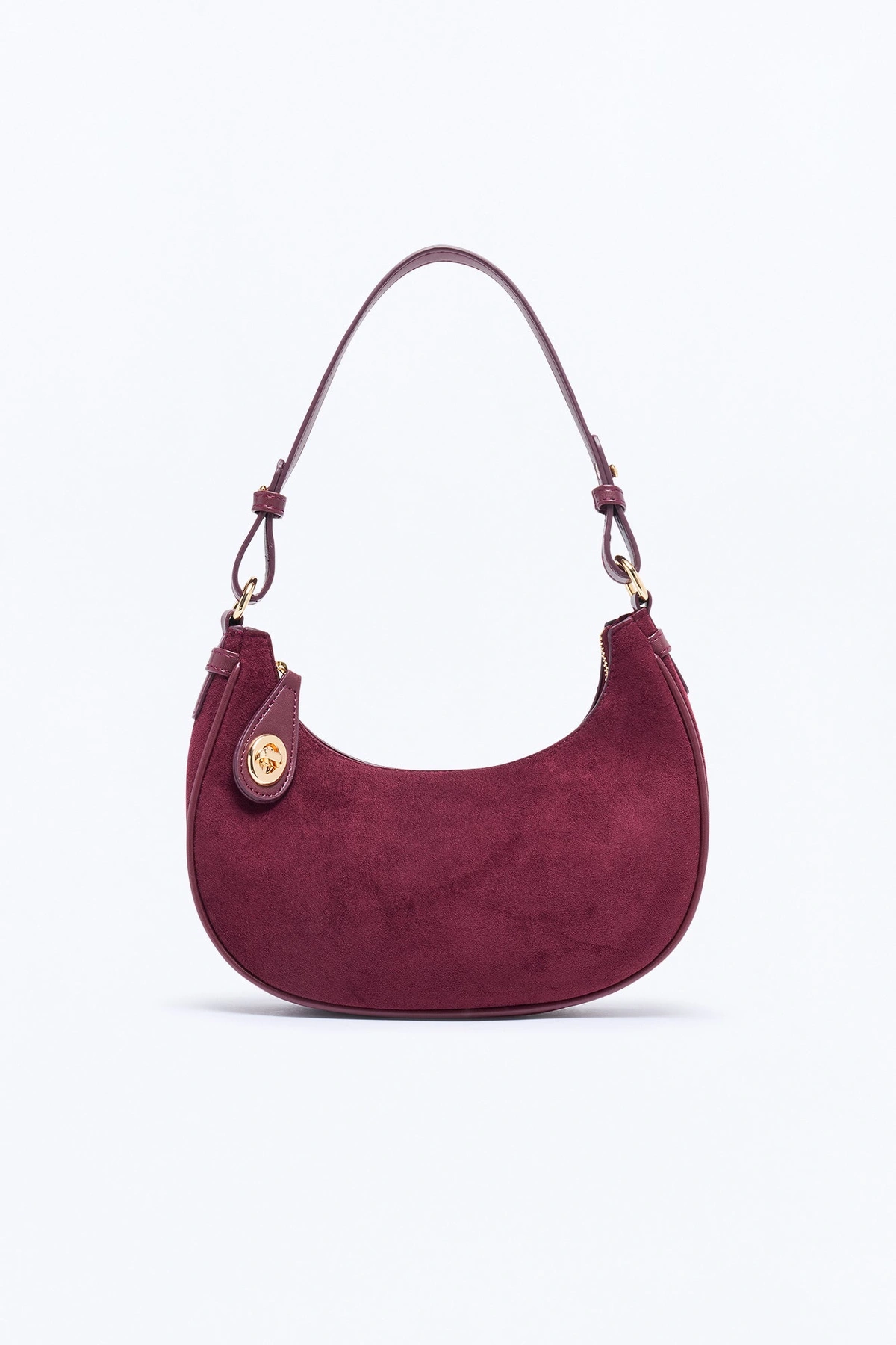 Walking In Confidence Faux Suede Shoulder Handbag - Burgundy — Bordô