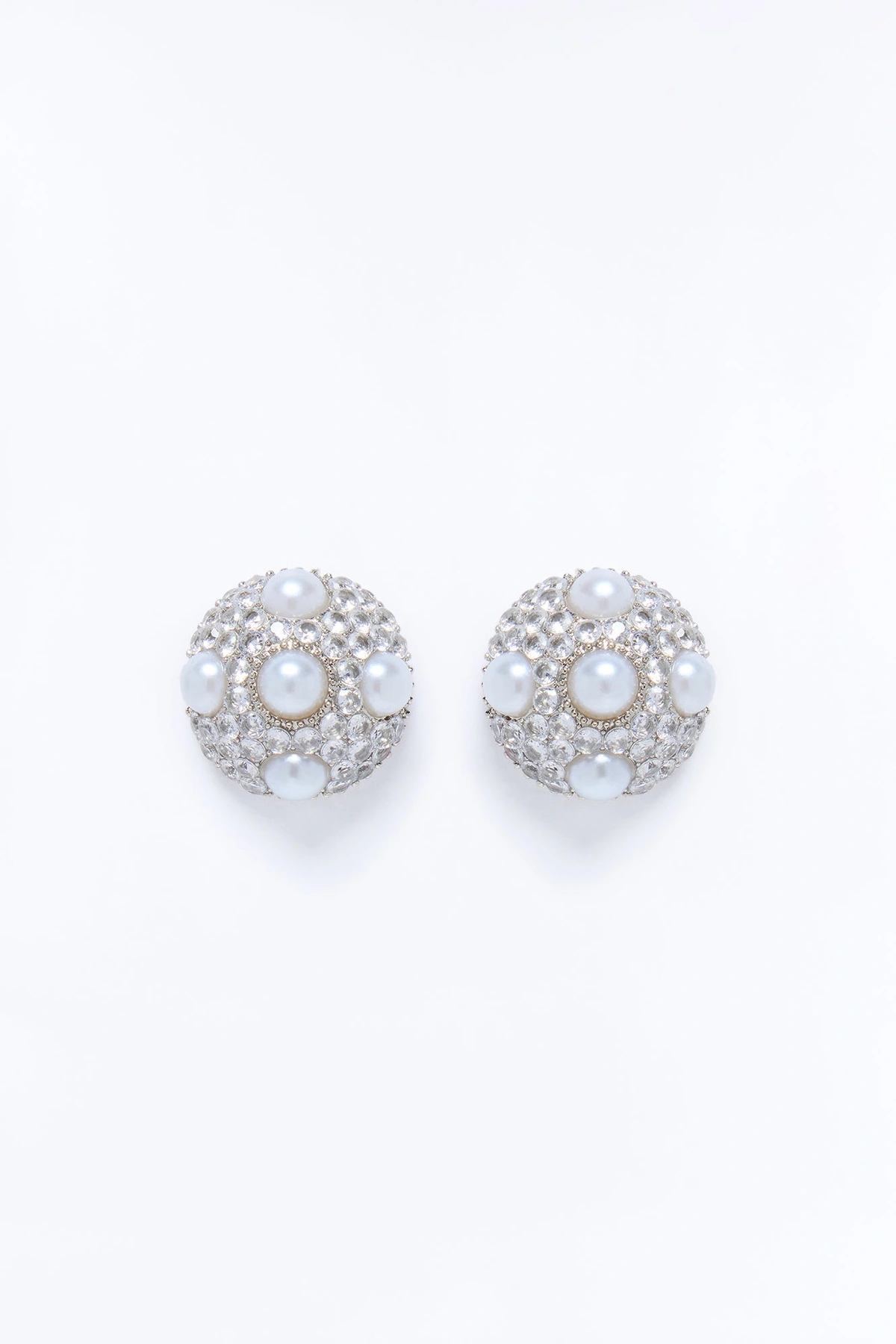 Cubic Zirconia Bubbly Stud Earrings - Silver — Prateado