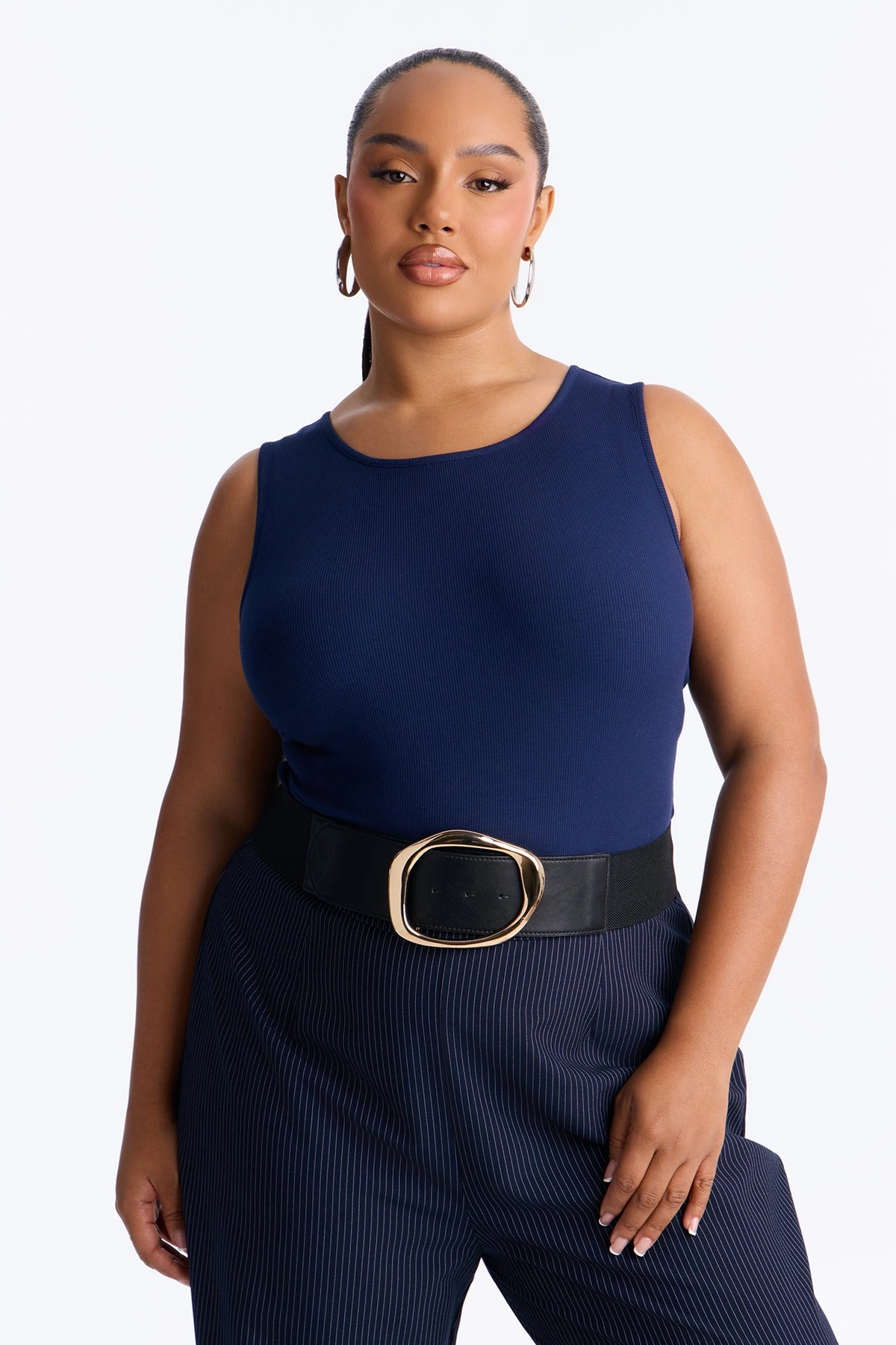 No Circling Back Wide Elastic Belt - Black — Preto