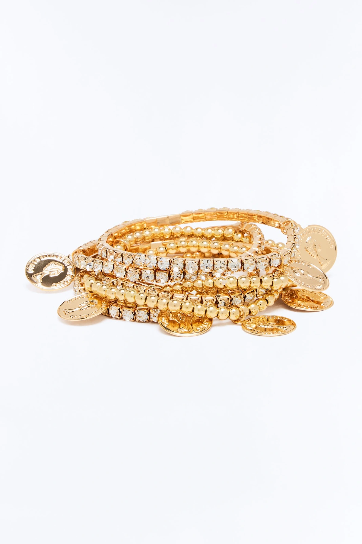One Of Many Coin 7 Piece Bracelet Set - Gold — Dourado