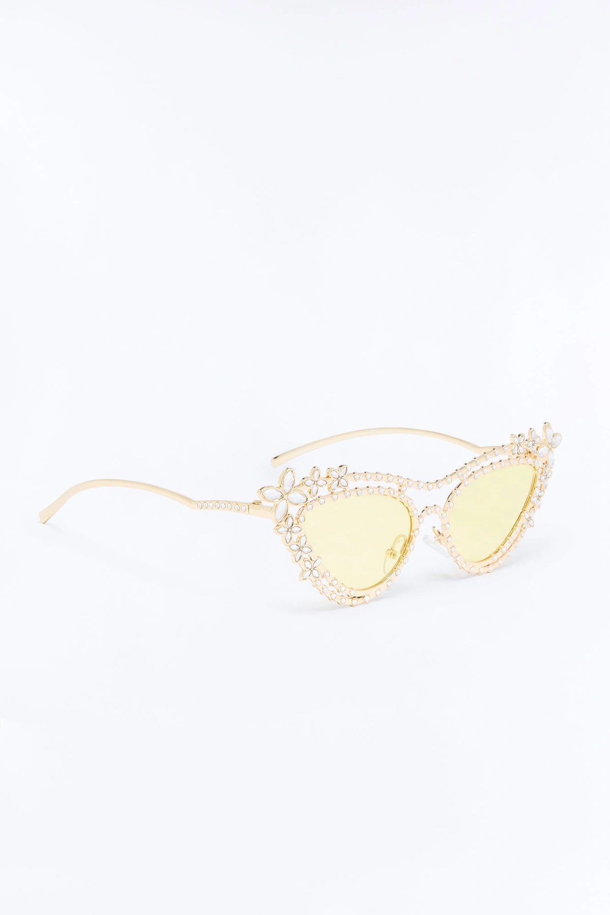 Poppy Rhinestone Sunglasses - Gold/Yellow — Dourado/Amarelo