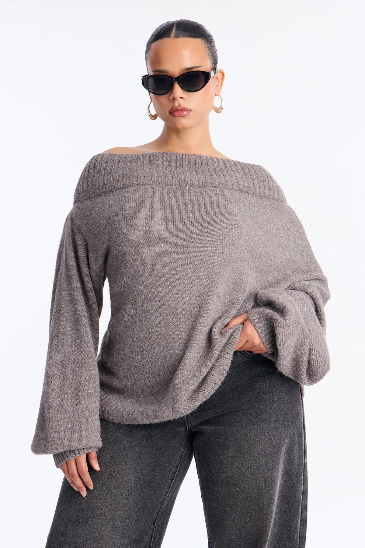 Casual Slay Oversized Sweater - Charcoal — Cinzento-escuro