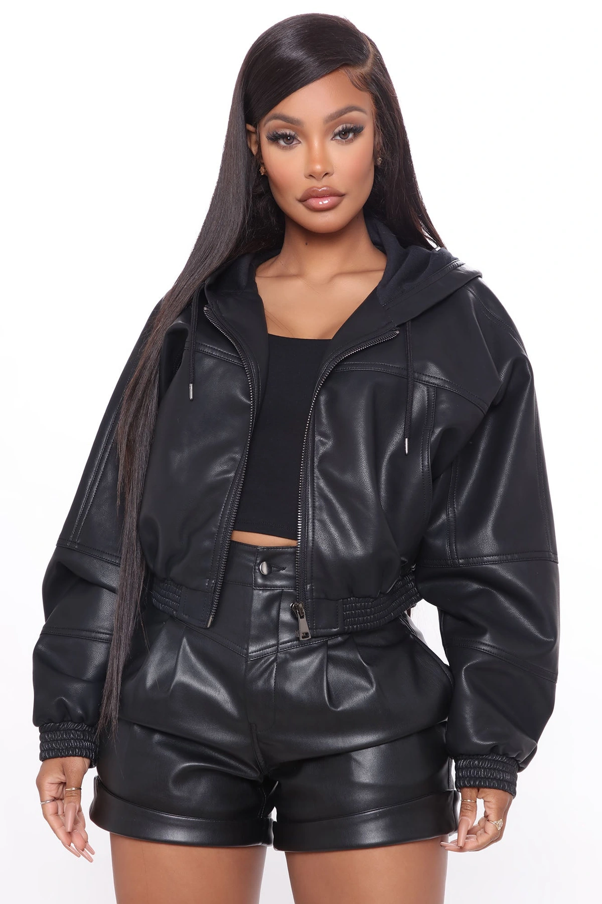 Call Me Baddie Faux Leather Jacket - Black — Preto