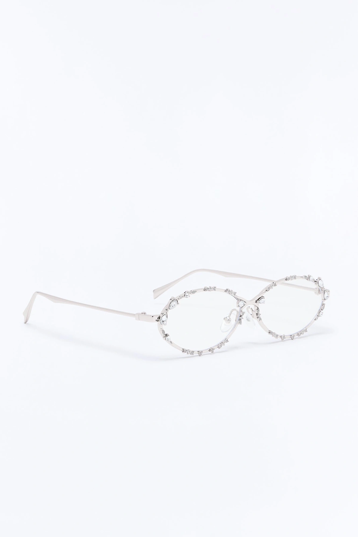 Glassy Gaze Glasses - Clear/Silver — Clear/Prateado