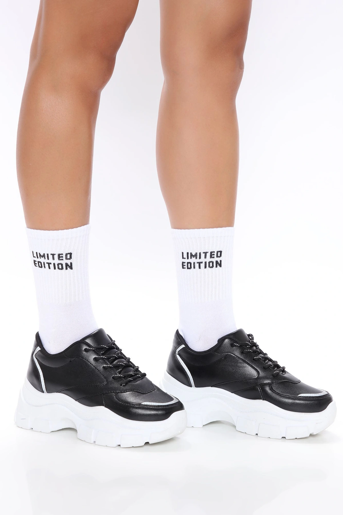 I Am Limited Edition Crew Socks - White/Black — Branco/Preto