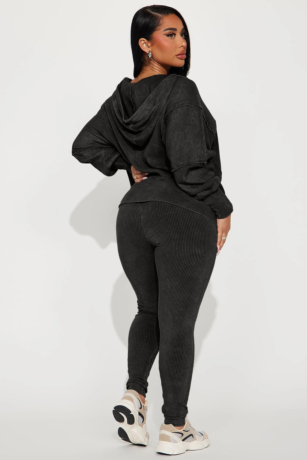 Gigi Washed Legging Set - Black — Preto