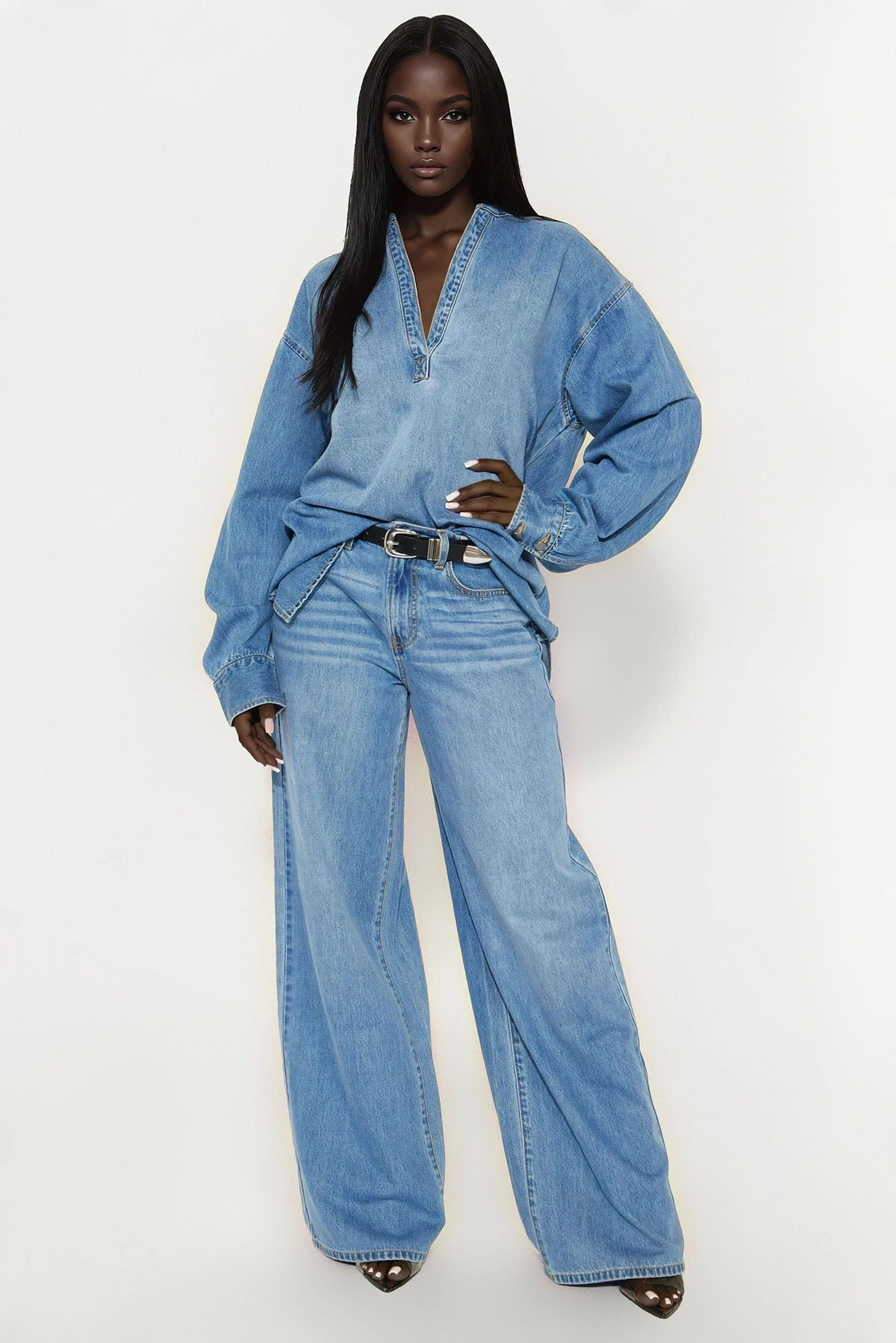 Blue Jean Baby Pant Set - Medium Wash — Ganga de lavagem média