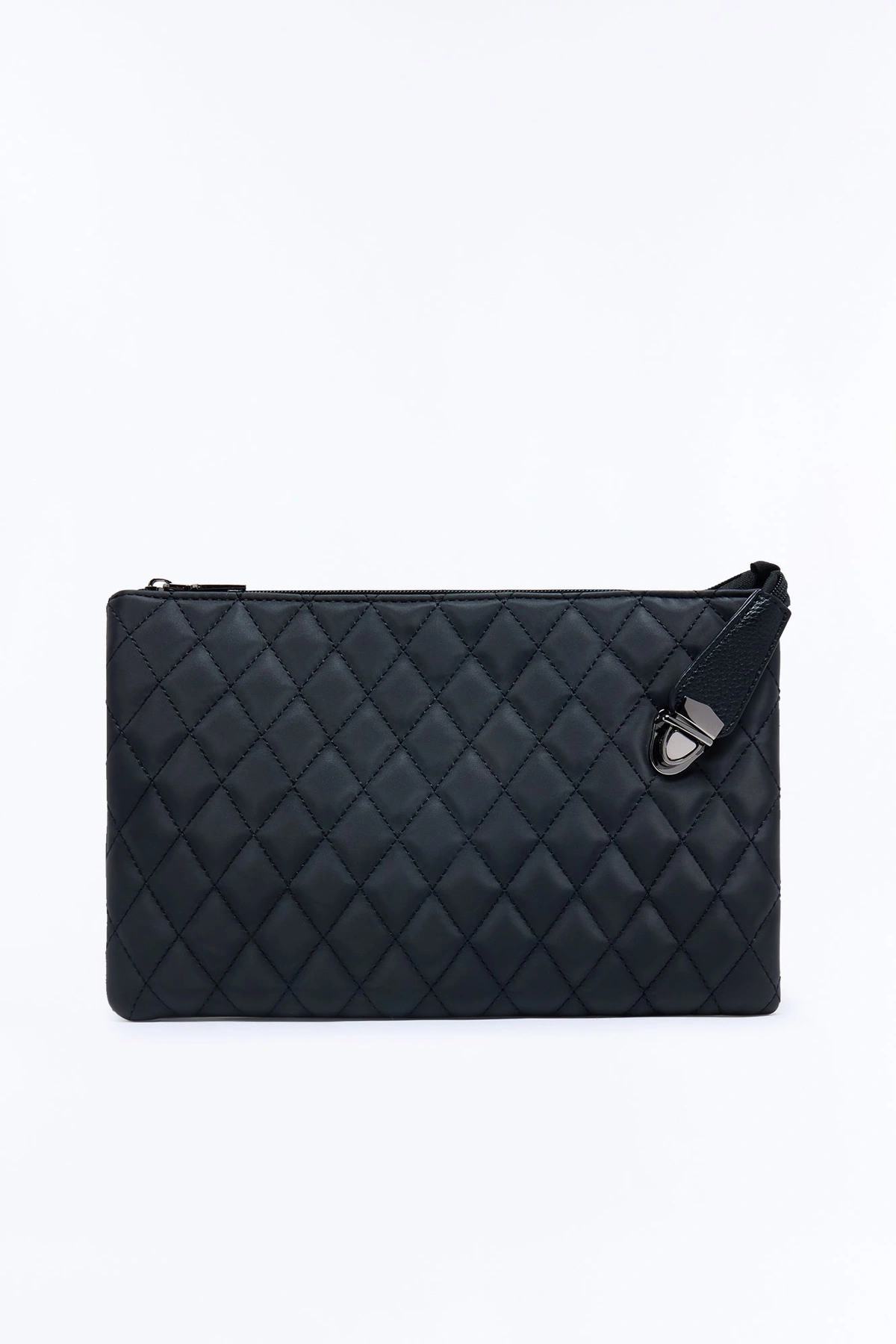 Stitch Please Nylon Quilted Clutch Handbag - Black — Preto