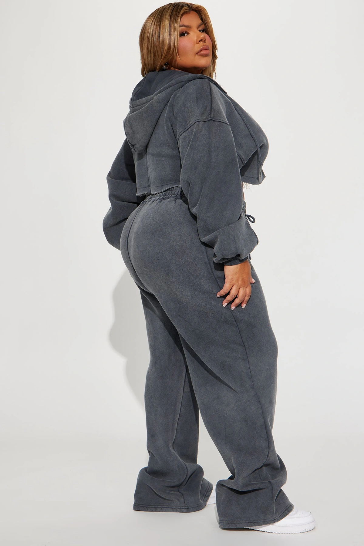 On The Go Fleece Pant Set - Charcoal — Cinzento-escuro