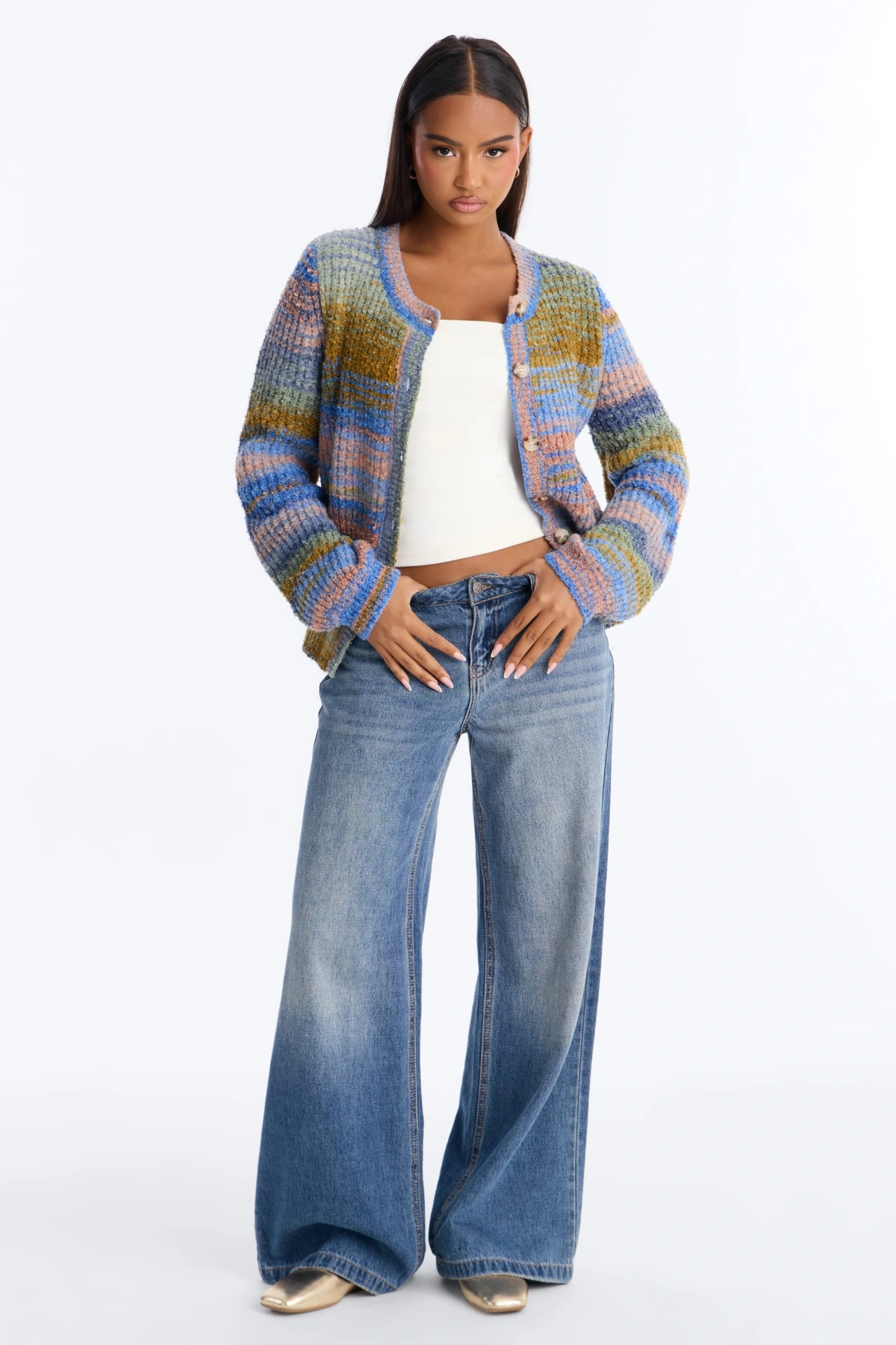 Amber Dusk Multi Stripe Cardigan - Multi Color — Multicolor
