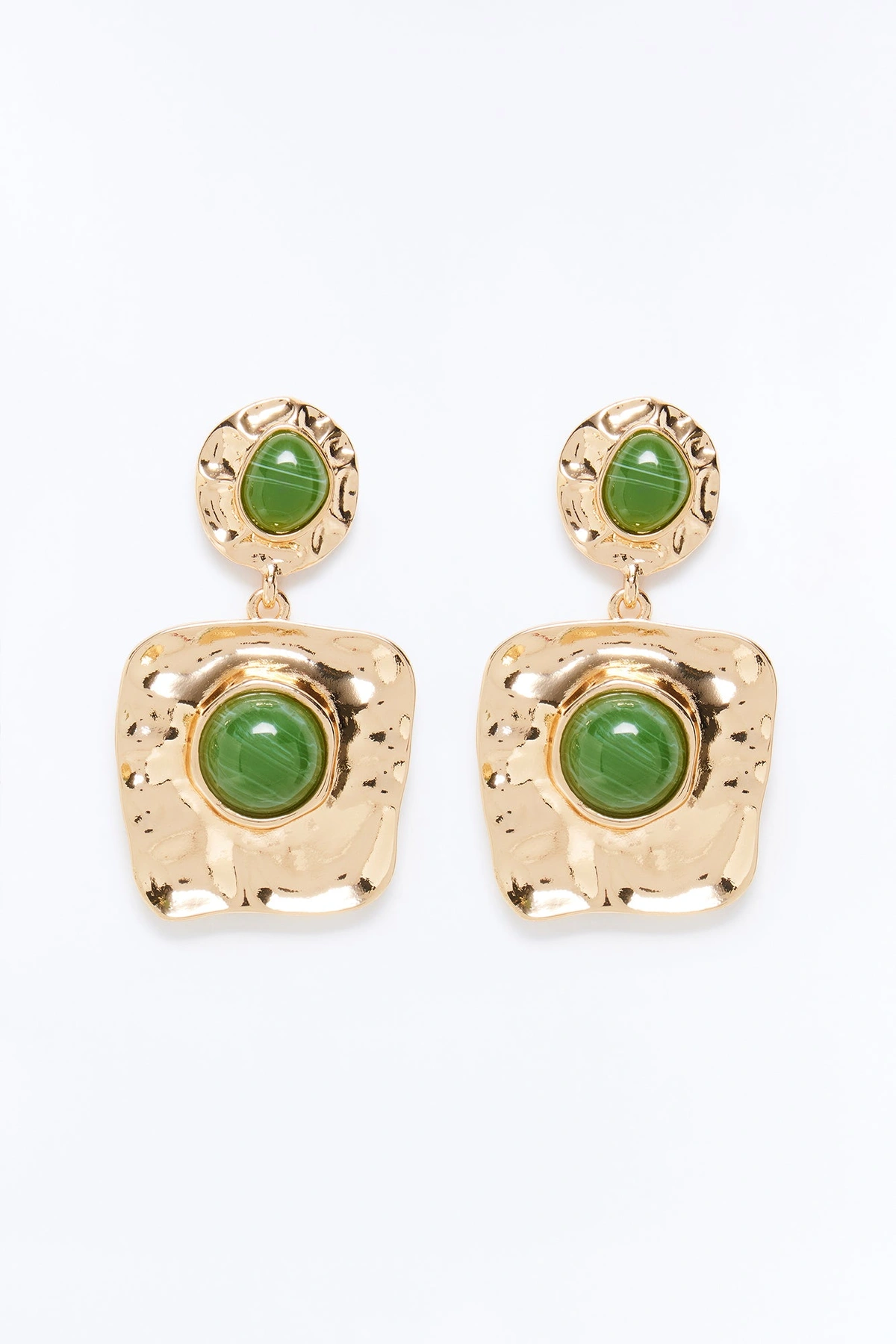 Just A Moment Jeweled Drop Earrings - Gold/Green — Dourado/Verde