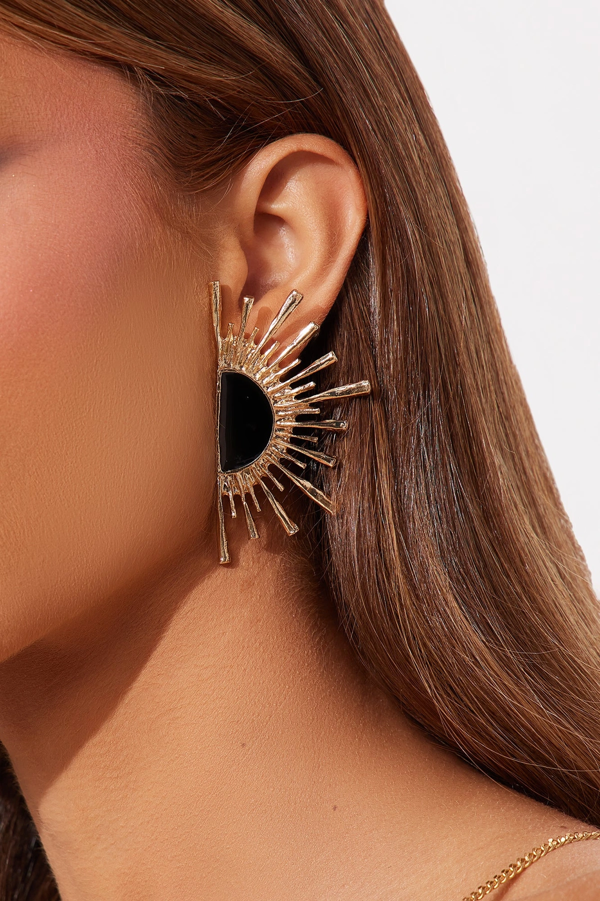 Sun Gazing Earrings - Black/Gold — Preto/Dourado