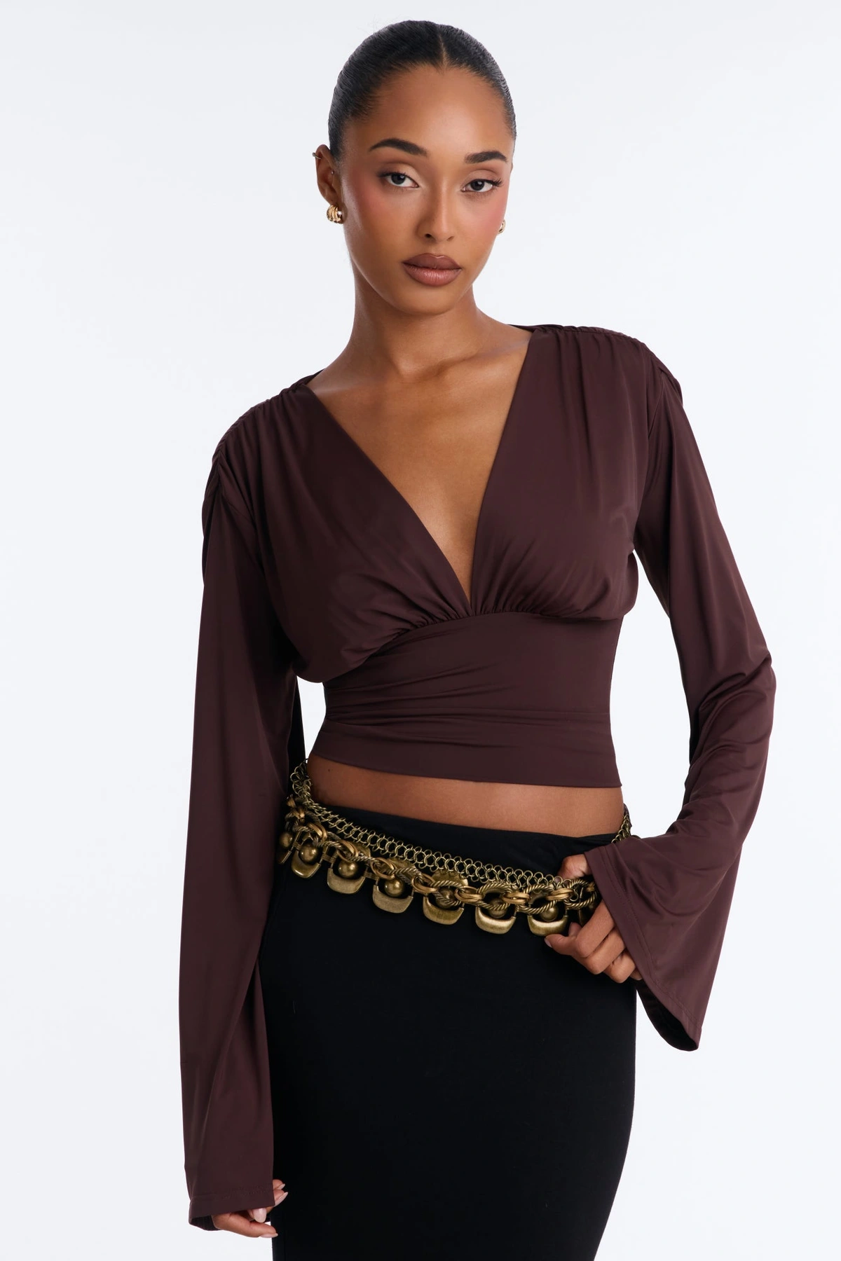 Electric Haze Layered Chain Belt - Gold/Brown — Dourado/Castanho