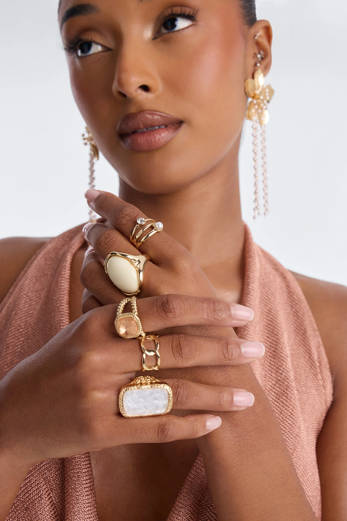 Take Me Away 5 Piece Rings Set - Gold/combo — Dourado/combinação