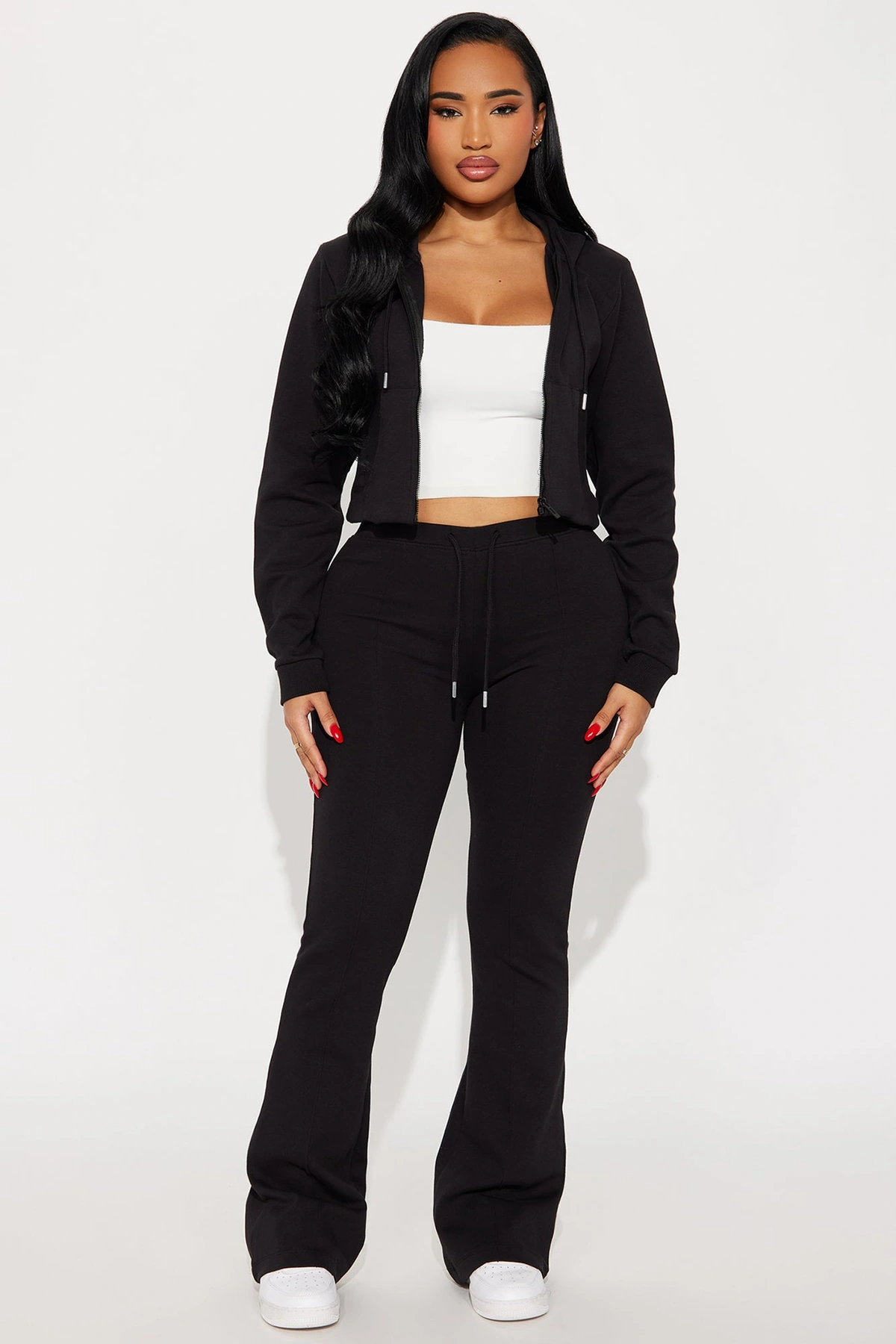 Ready To Go Zip Up Pant Set - Black — Preto