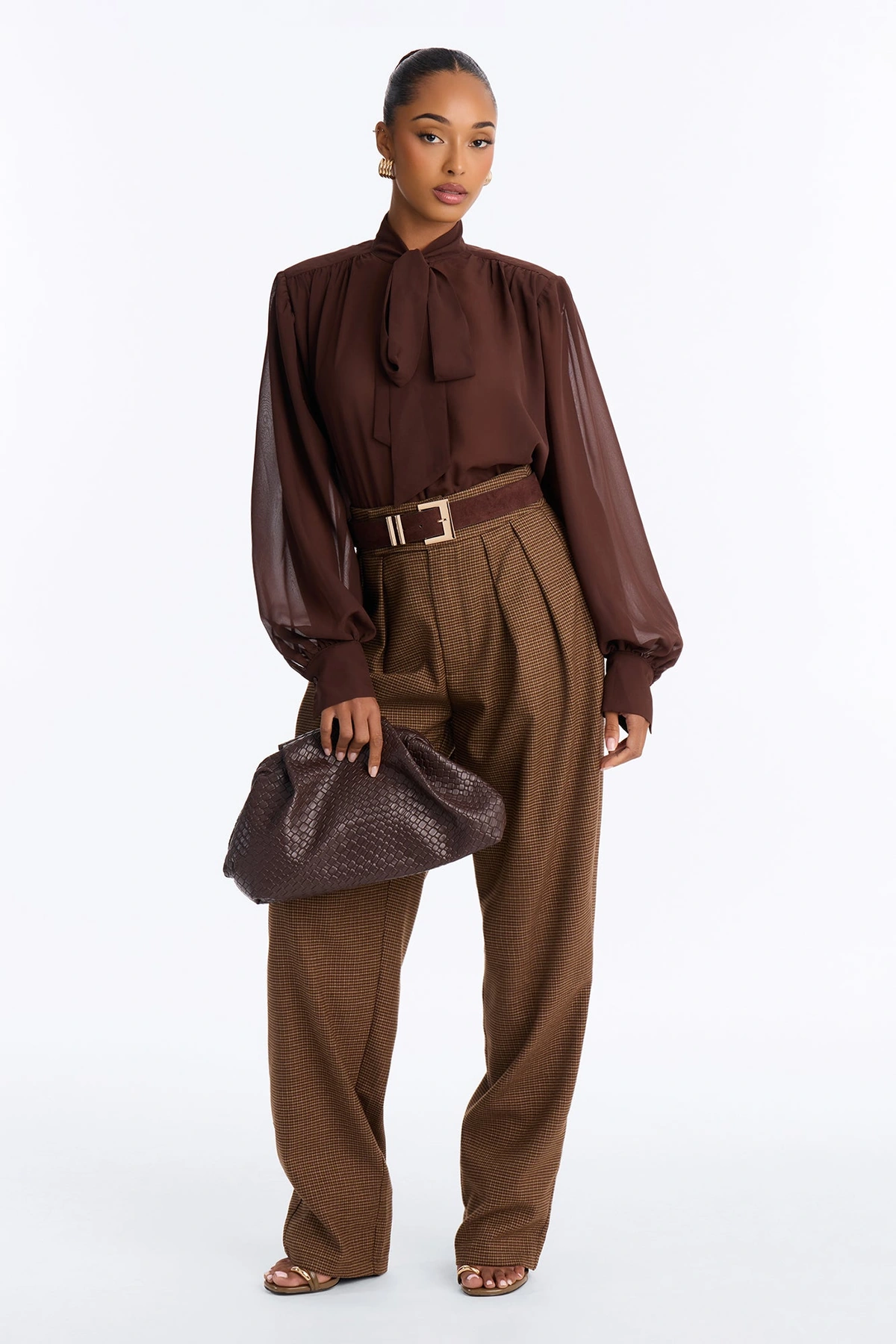 Soft Intentions Chiffon Blouse - Chocolate — Chocolate