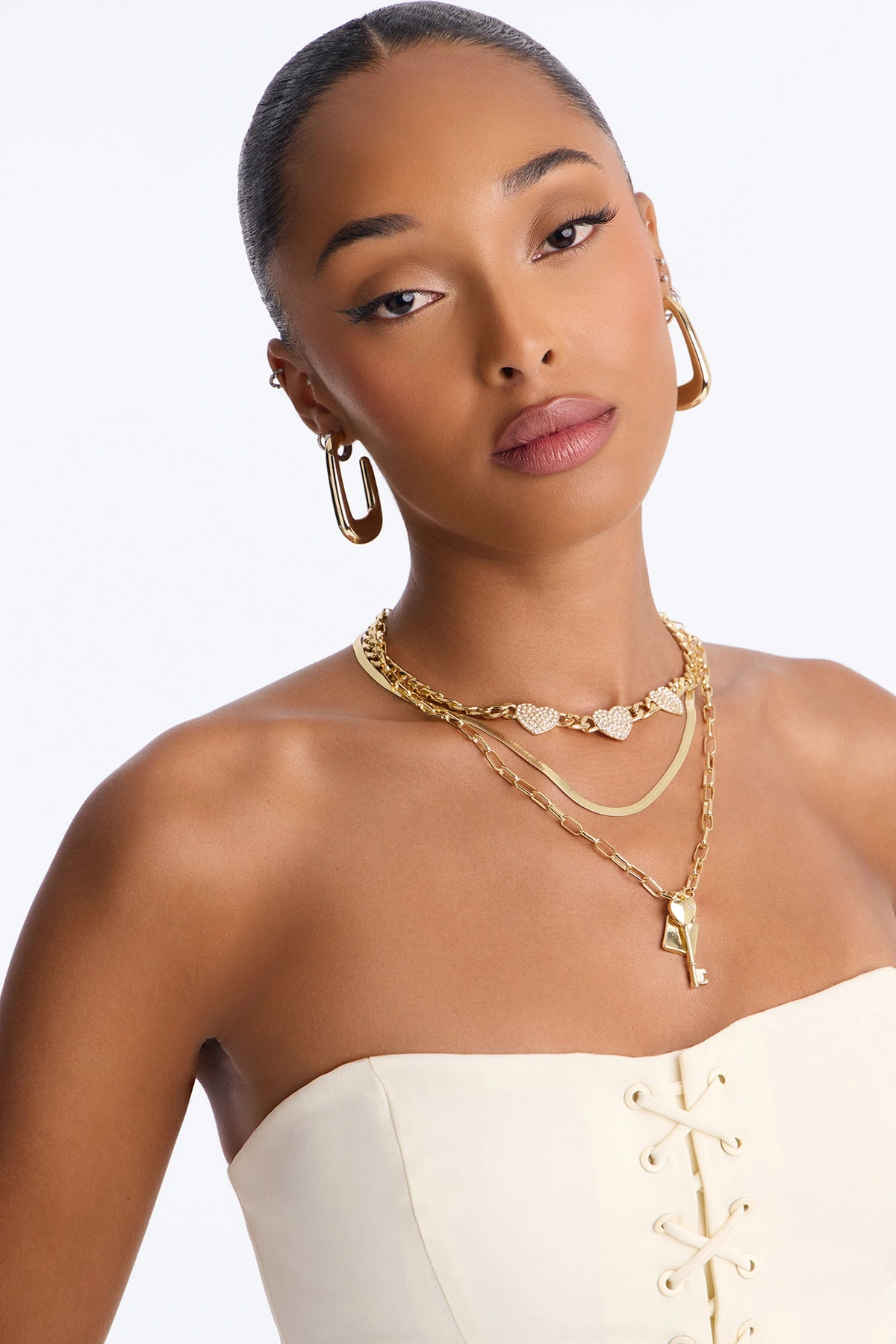 Locked Out Of Love Layered Necklace - Gold — Dourado