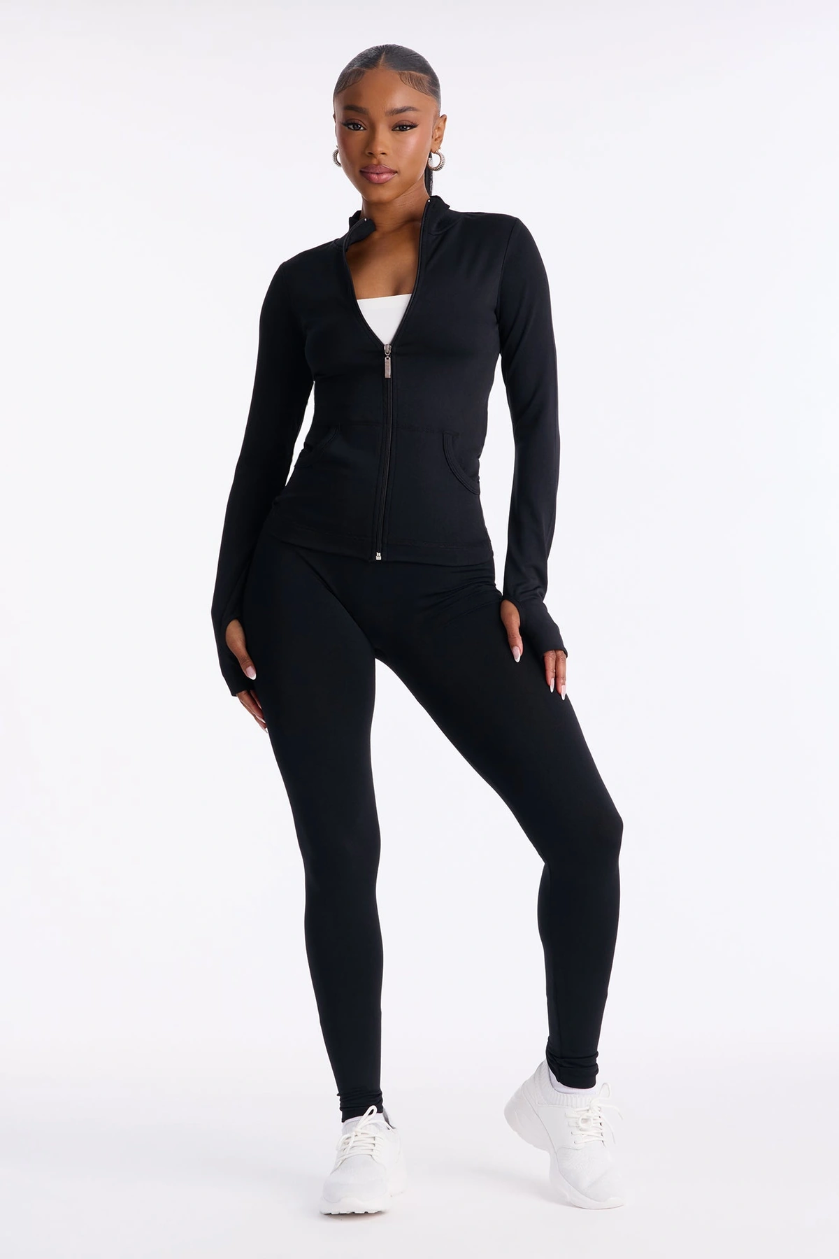 All Love Seamless Zip Up Legging Set - Black — Preto