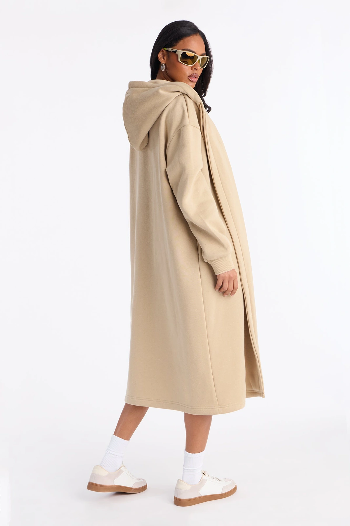 Jolie Cozy Fleece Trench - Taupe — Bege acinzentado