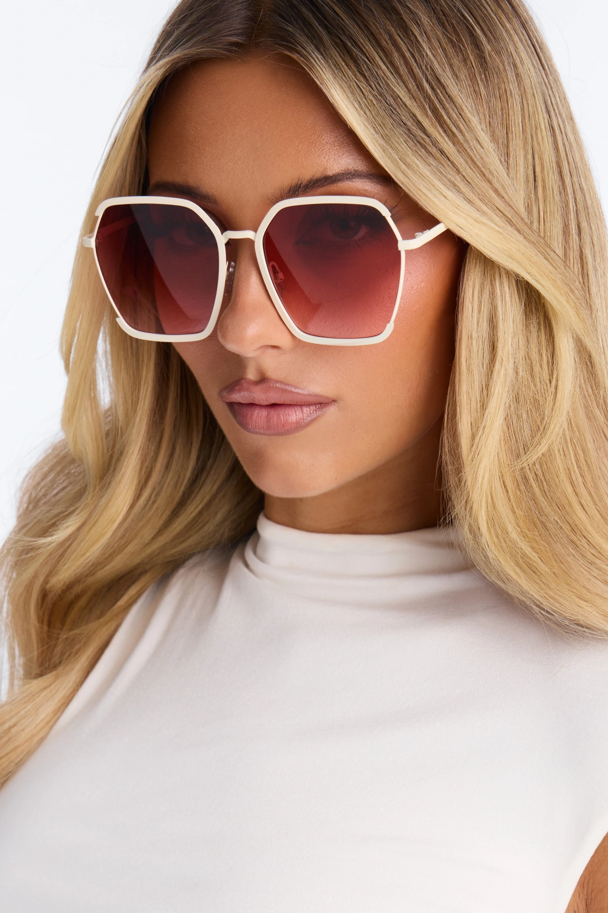 Sunset Fade Sunglasses - White/Pink — Branco/Rosa