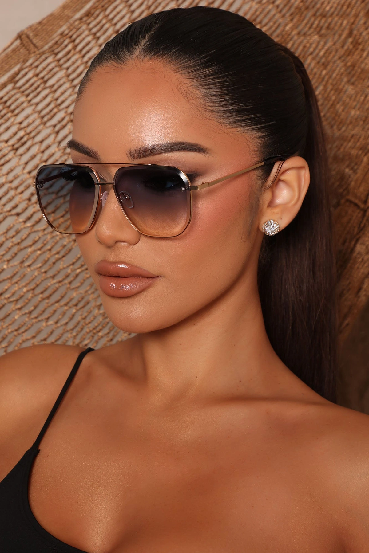 Wait On Me Aviator Sunglasses - Blue/combo — Azul/combinação