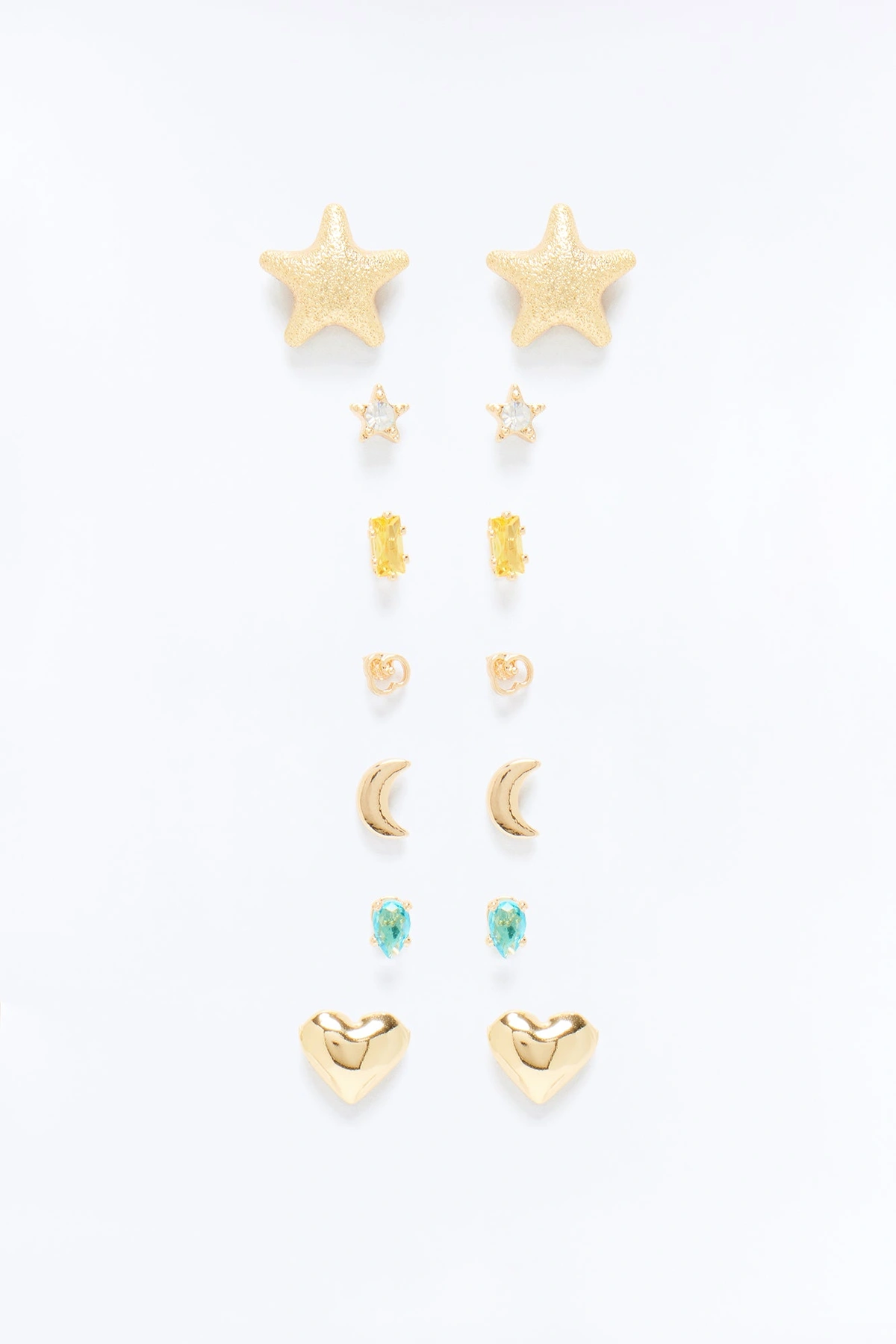 Stars And The Moon 7 Pair Multi Earring Set - Gold/combo — Dourado/combinação