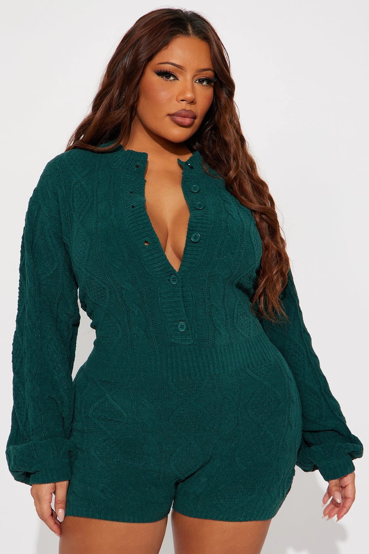 Fall For You Sweater Romper - Hunter — Verde-escuro