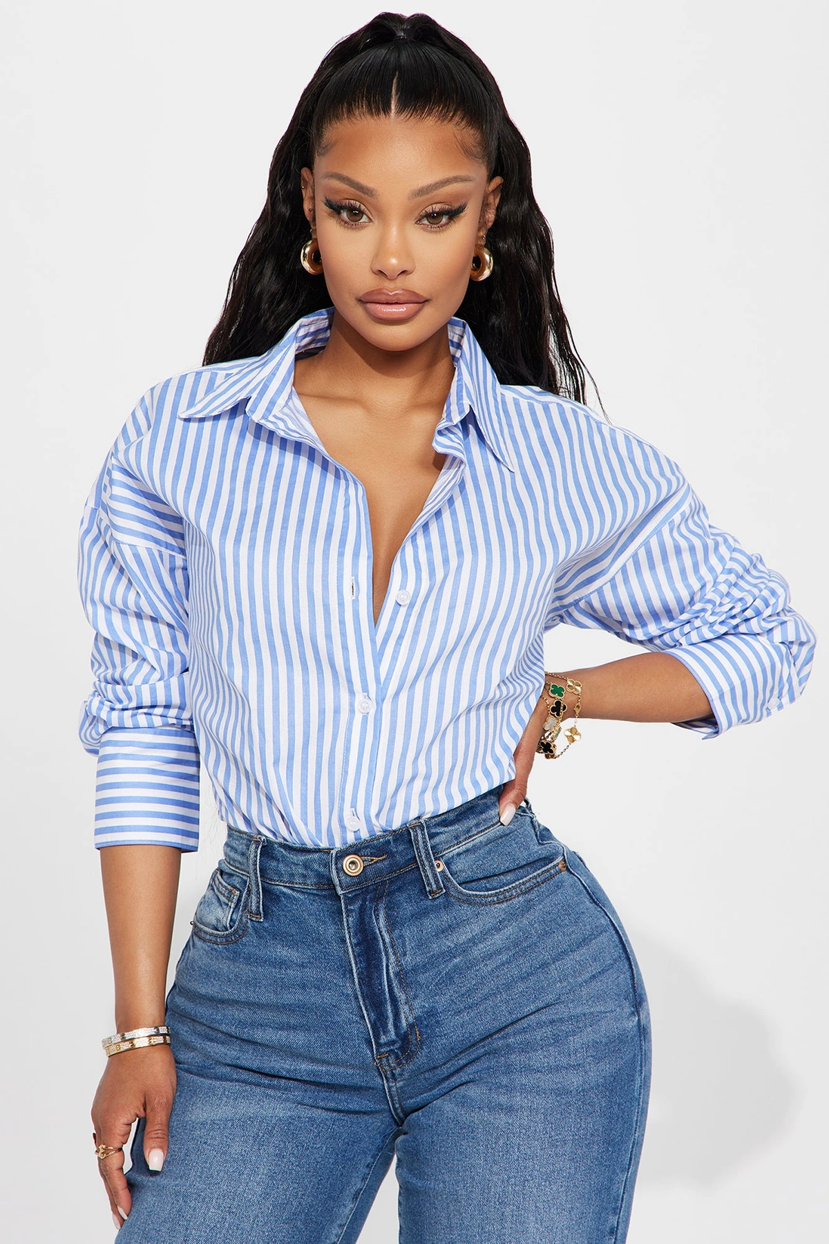 Newport Striped Shirt - White/Blue — Branco/Azul