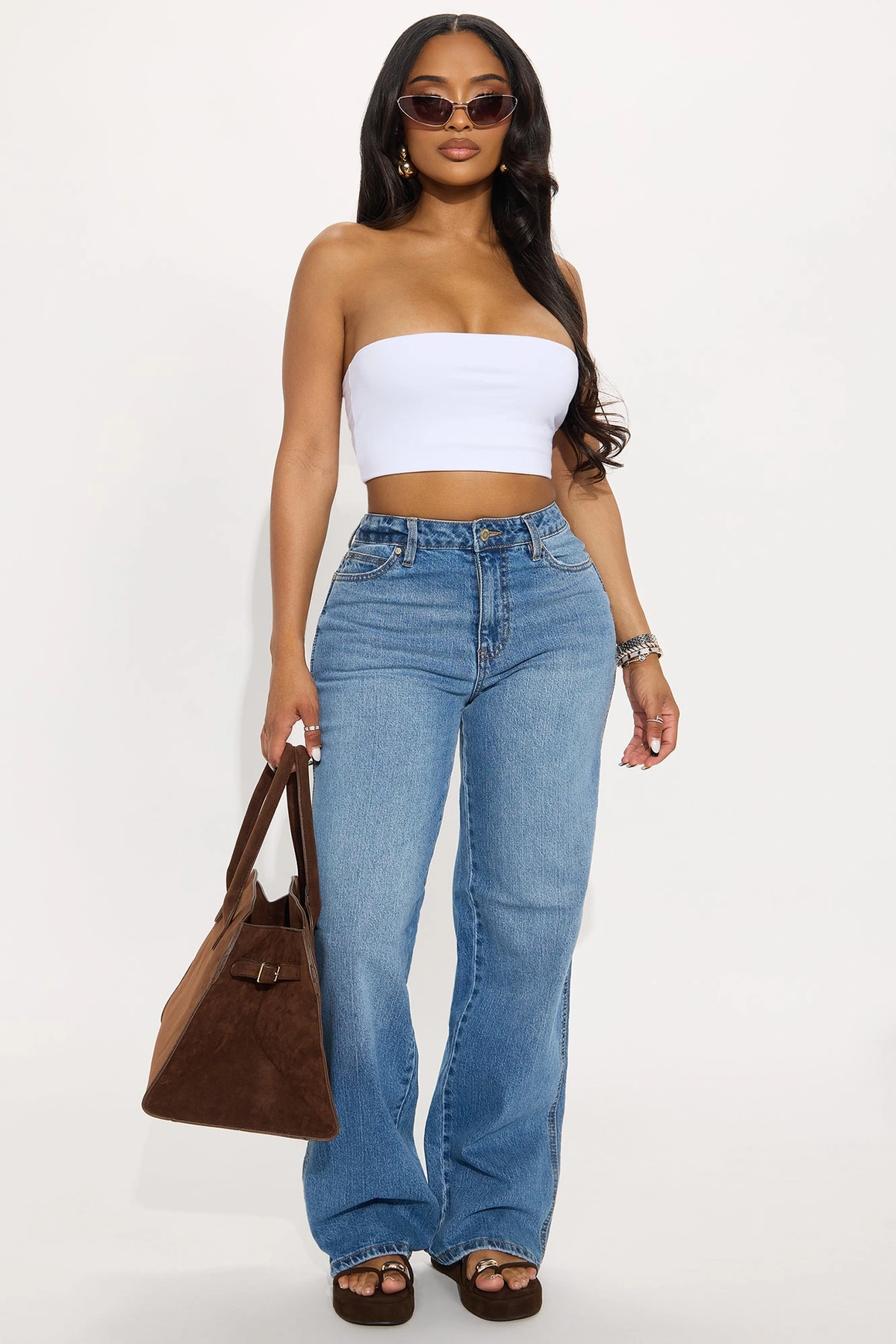 Never Changing Wide Leg Jeans - Medium Wash — Ganga de lavagem média