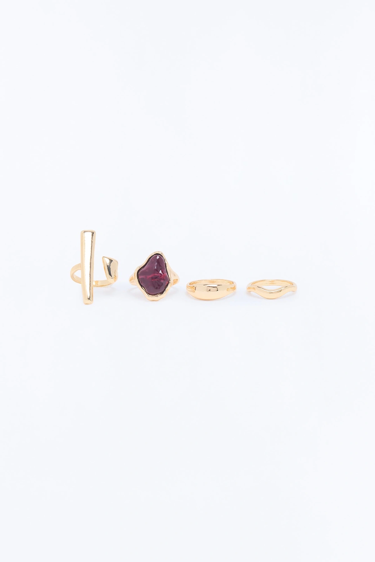 Wish On Me 4 Piece Ring Set - Gold/Brown — Dourado/Castanho