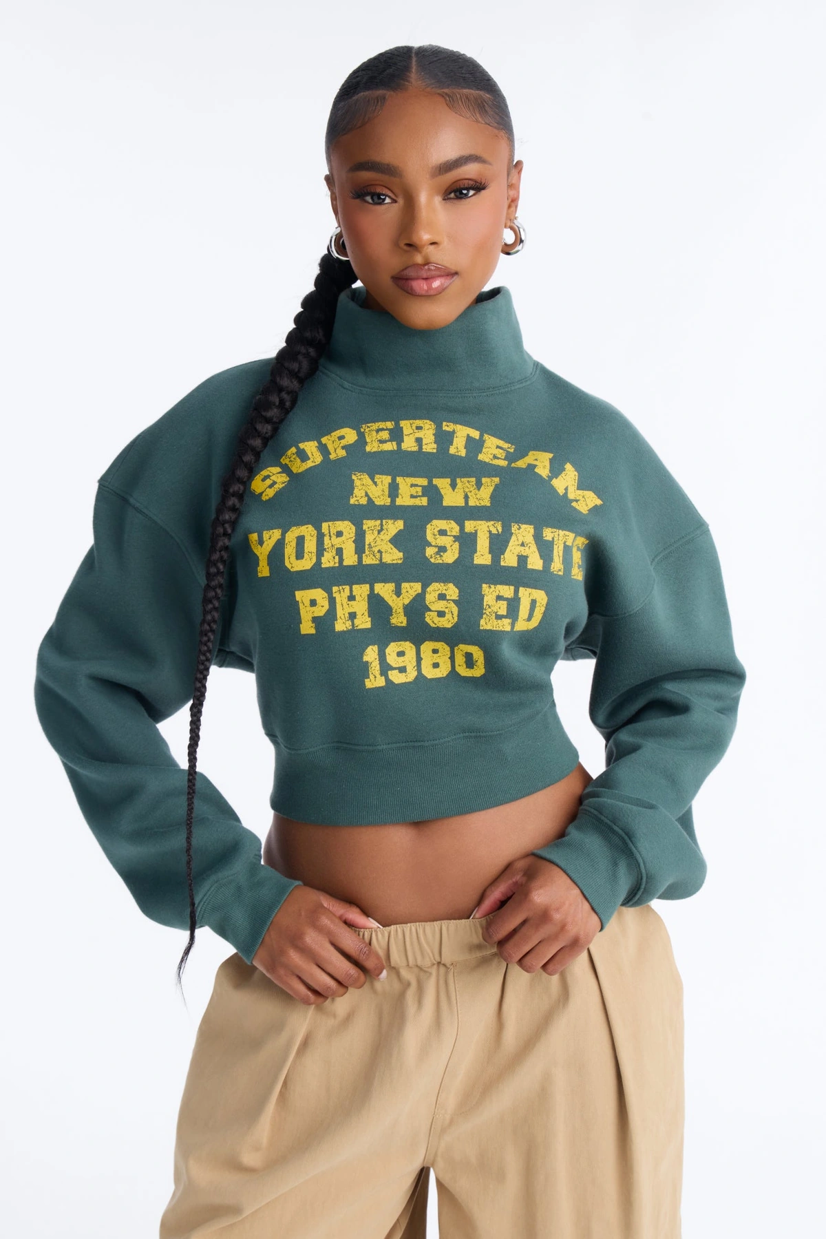 Super Team NY Cropped Sweatshirt - Hunter — Verde-escuro