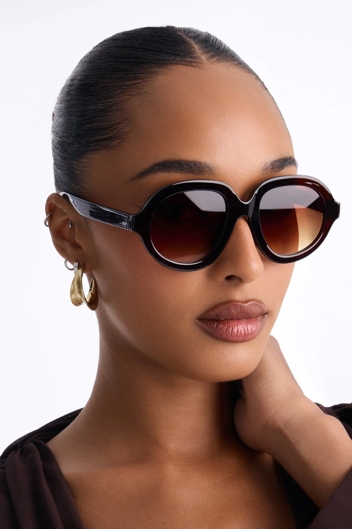Funk Town Round Sunglasses - Brown — Castanho
