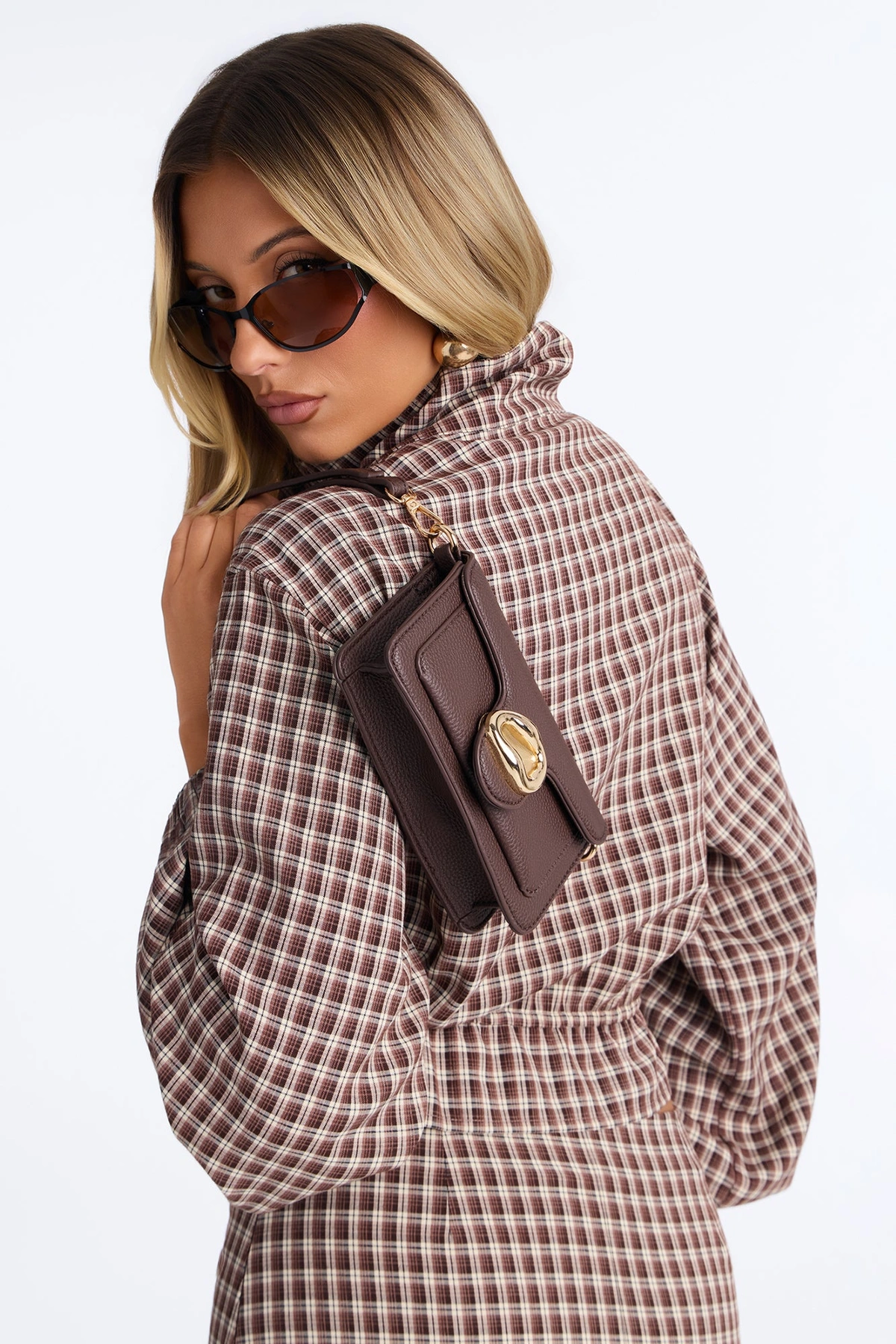 Gold Mine Faux Leather Crossbody Handbag - Brown — Castanho