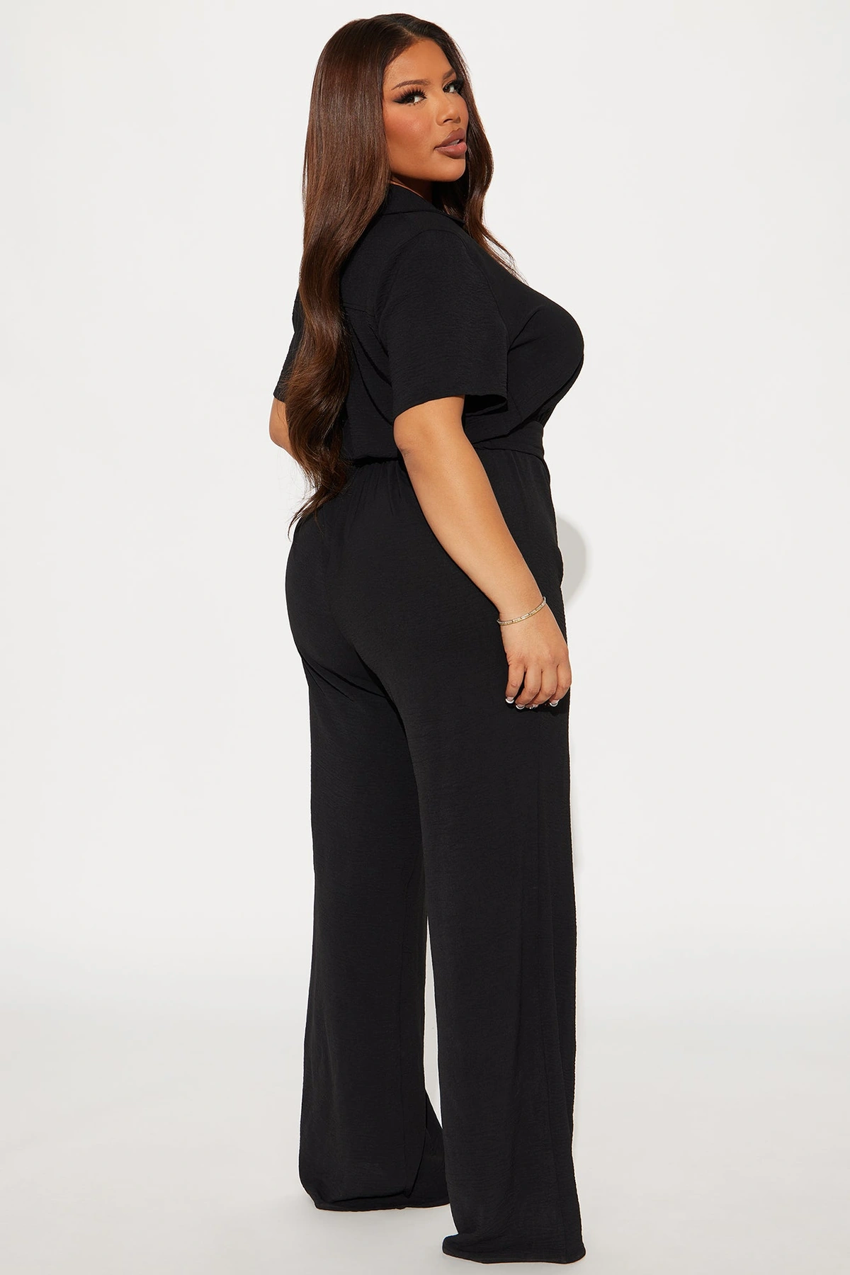 Makenzie Short Sleeve Jumpsuit - Black — Preto