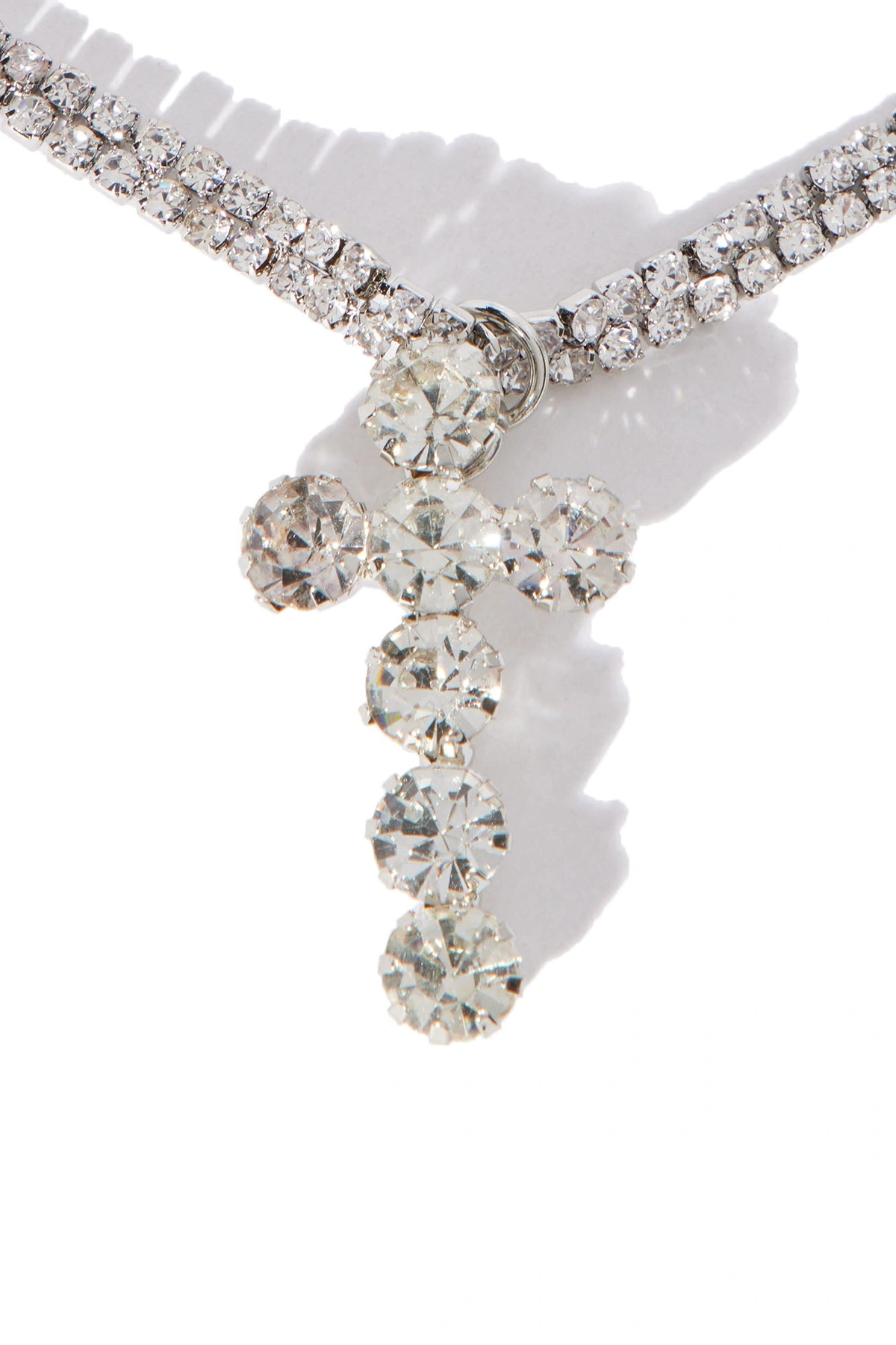 Iced Out Cross Necklace - Silver — Prateado