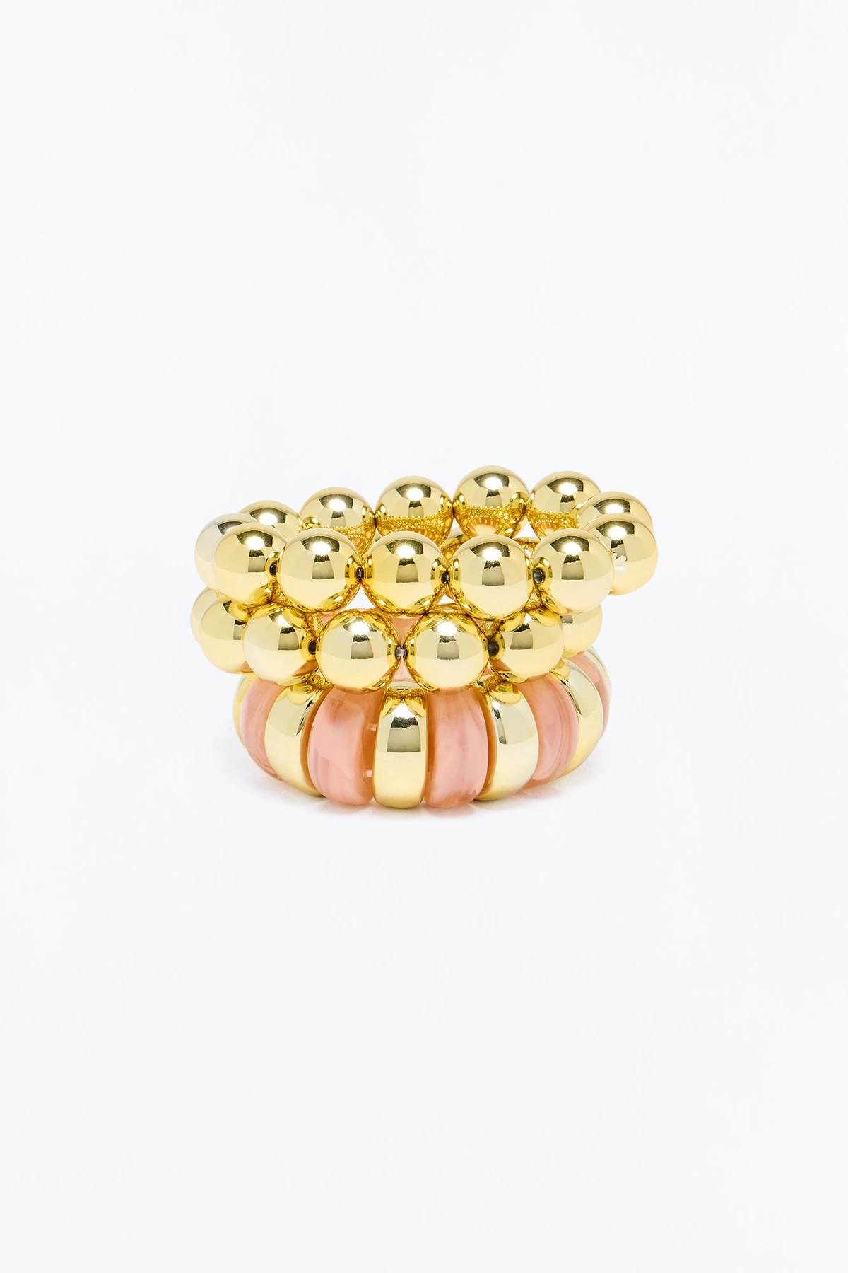 Golden Hour 3 Piece Bracelet Set - Gold/Pink — Dourado/Rosa