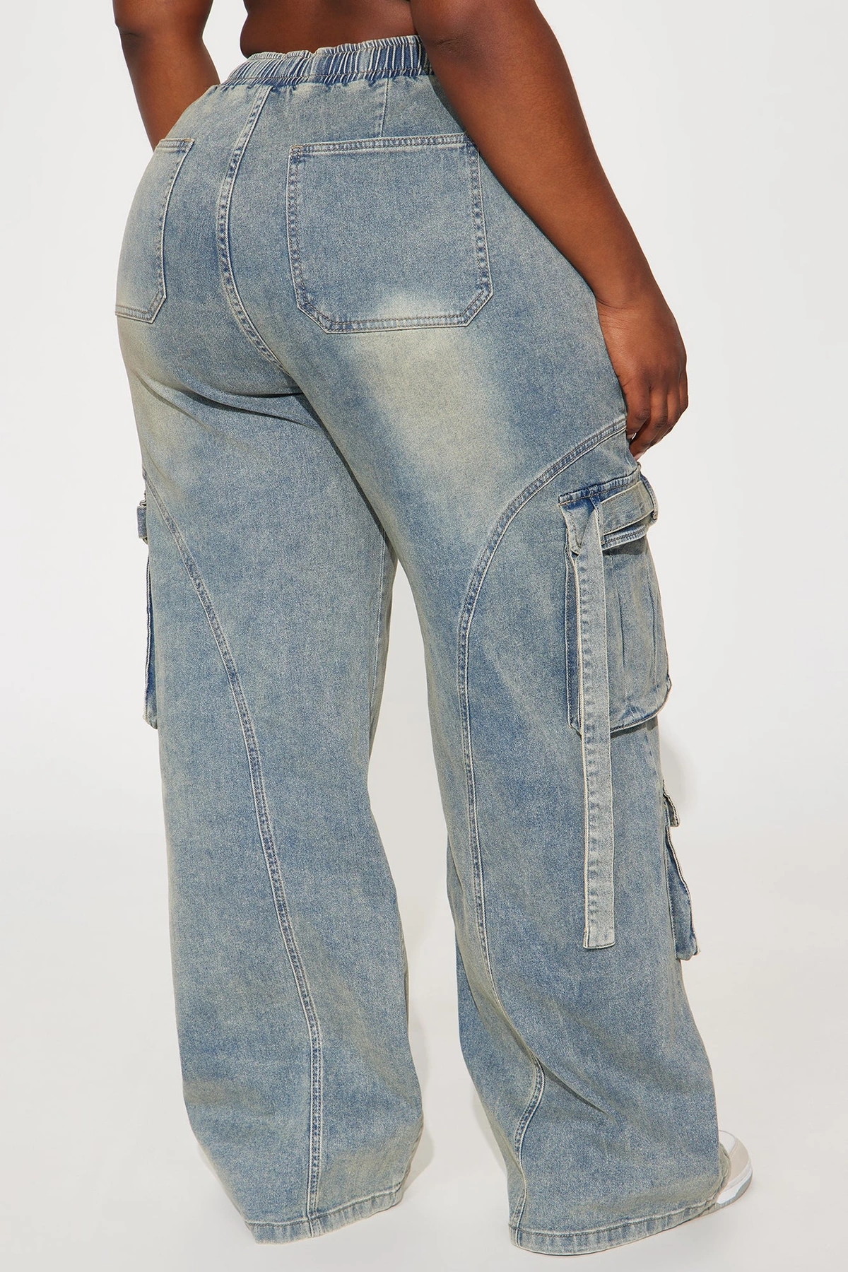 Met My Match Baggy Cargo Jeans - Vintage Wash — Ganga de lavagem envelhecida