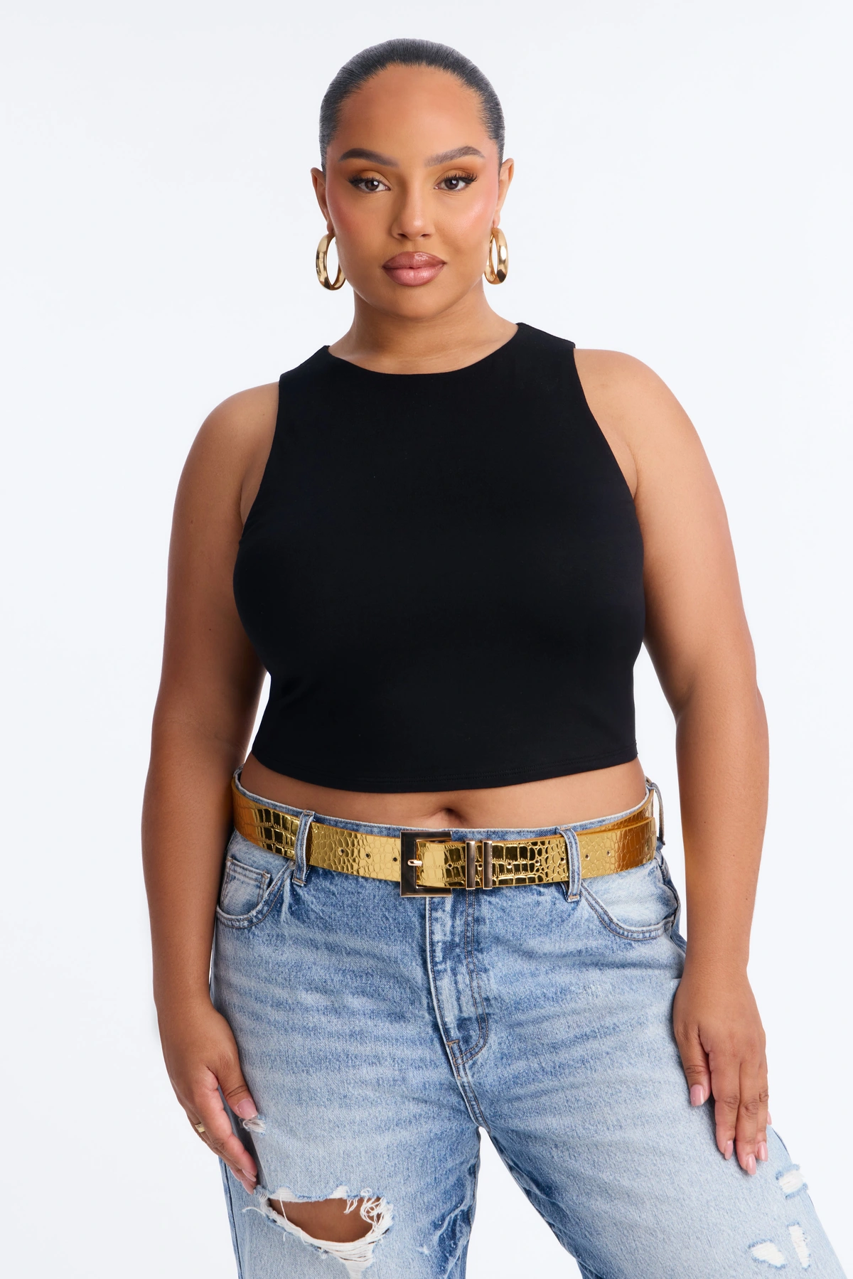 Too Far Gone Leather Belt - Gold — Dourado