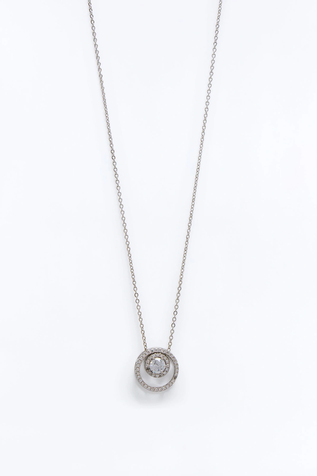 Cubic Zirconia Orbit Necklace - Silver — Prateado