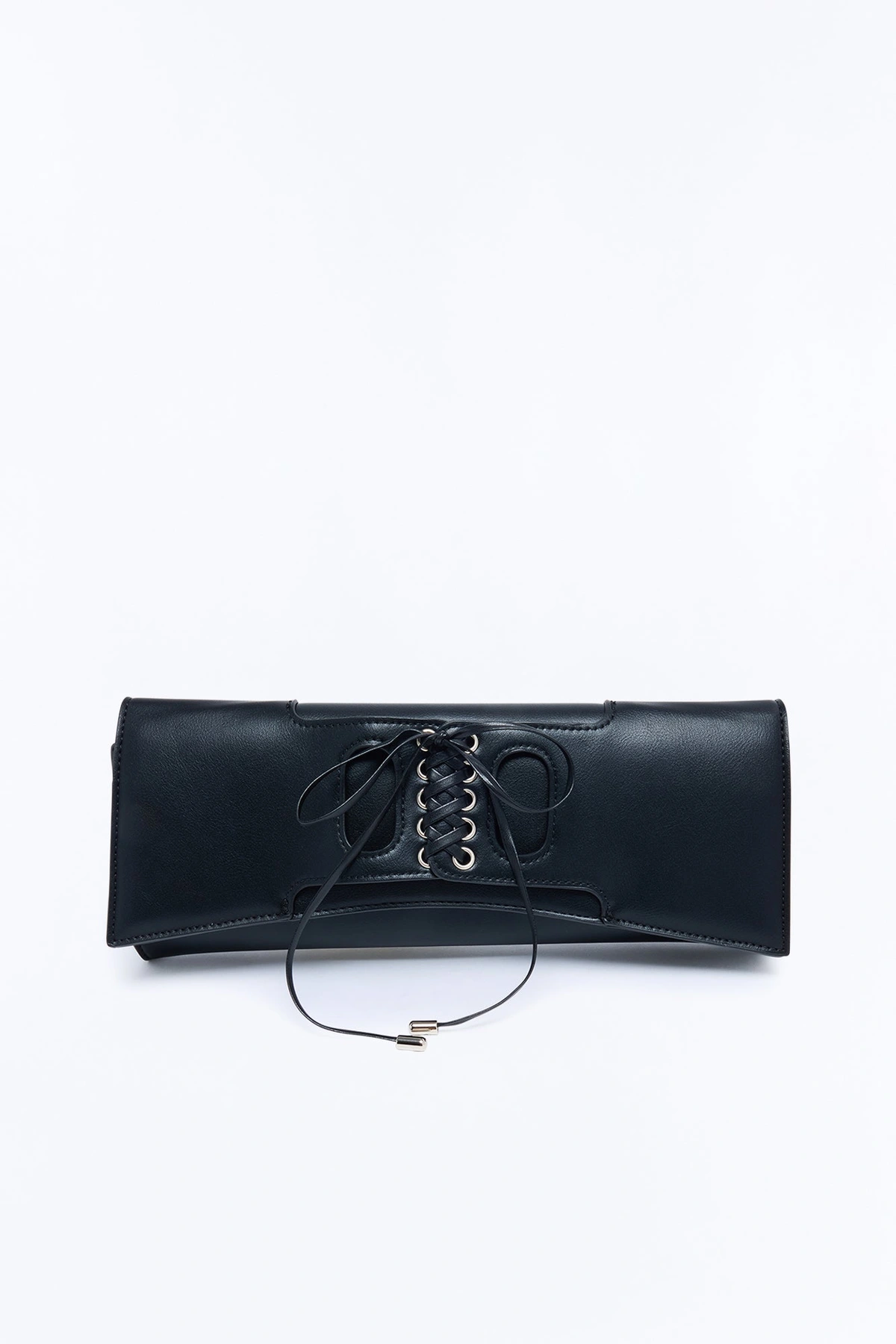 Knotty Little Thing Faux Leather Clutch Handbag - Black — Preto
