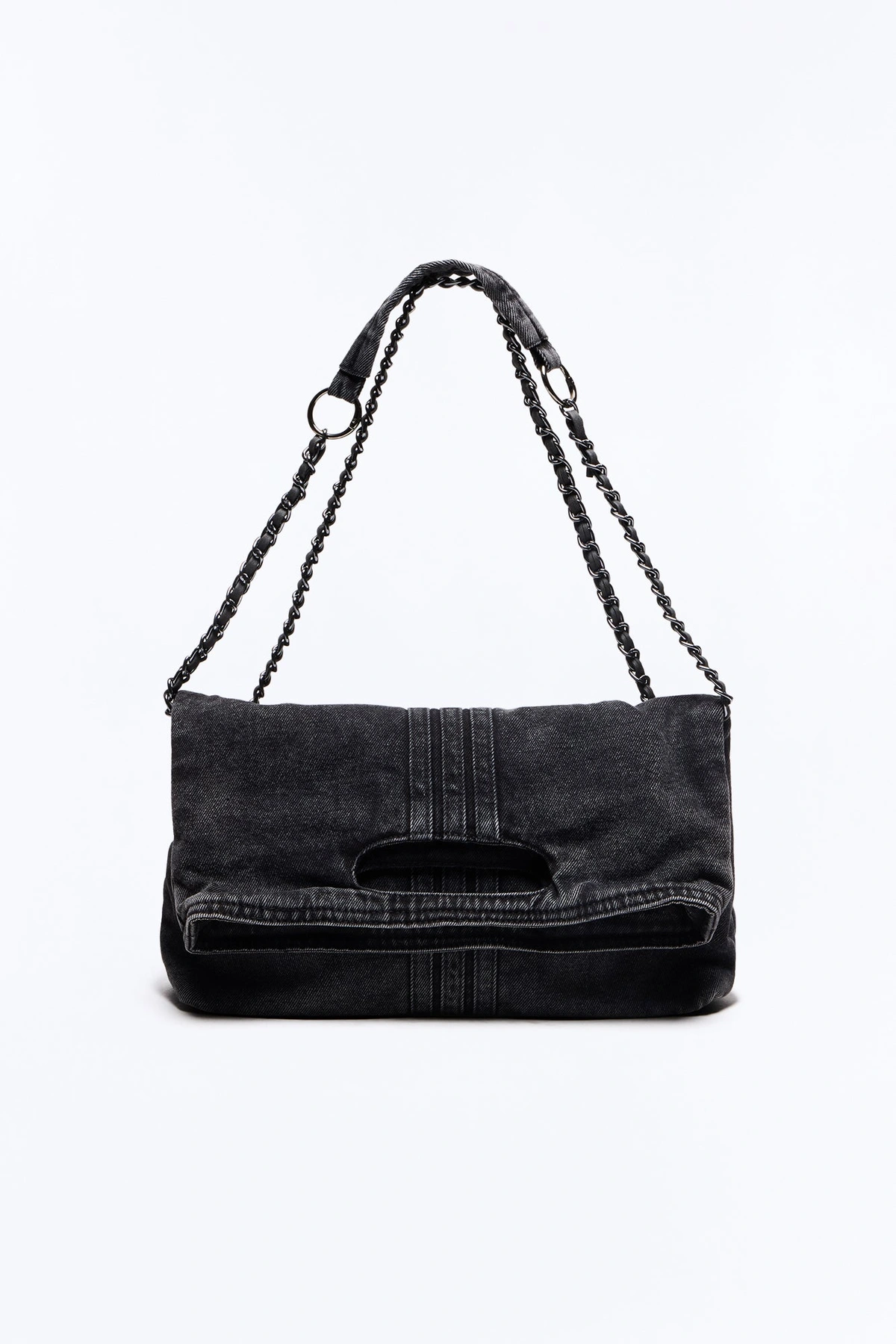 Out With The Girls Denim Shoulder Bag - Black — Preto