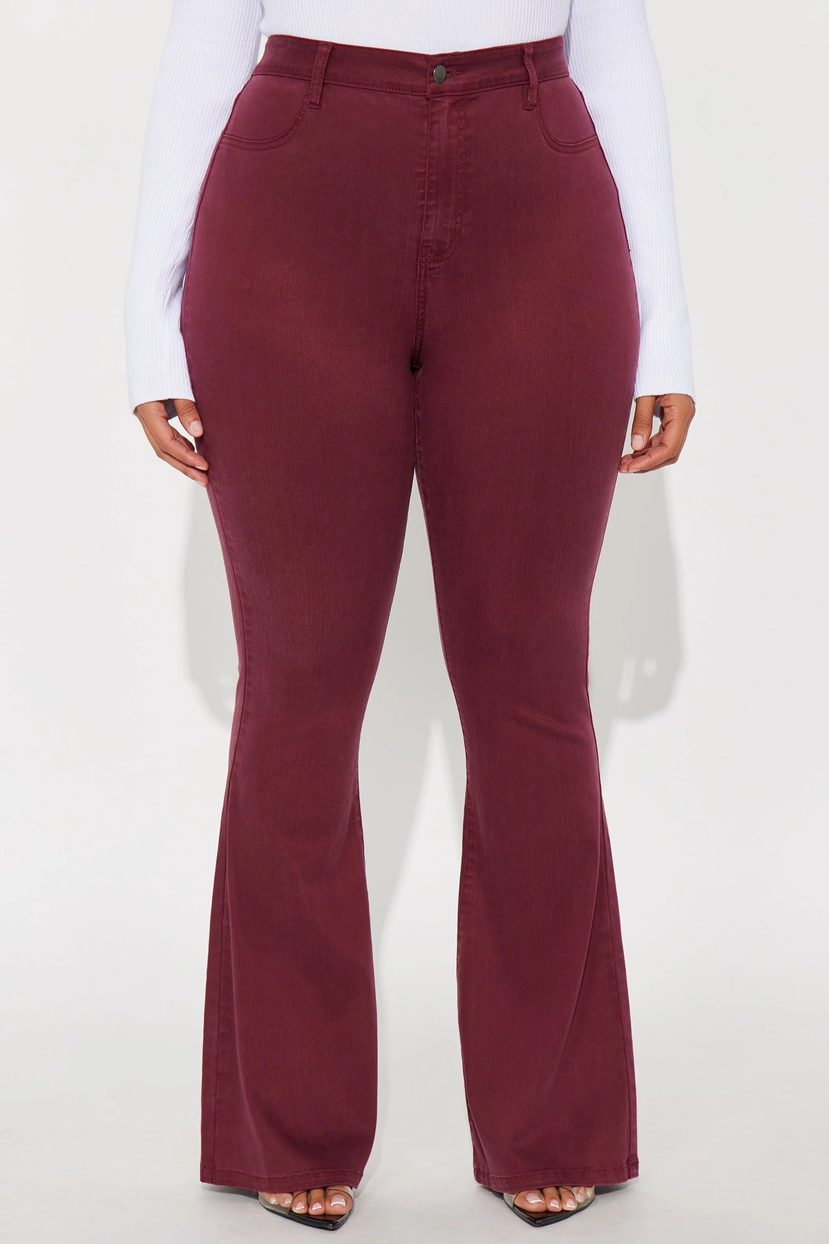 Deep In My Soul Flare Jeans - Burgundy — Bordô