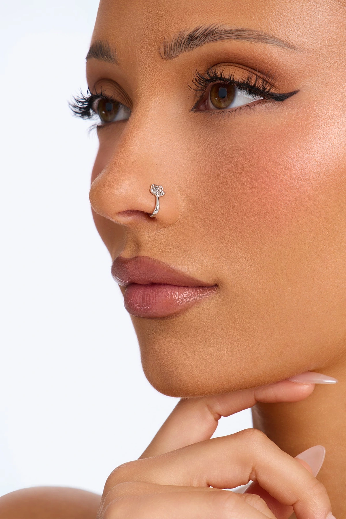 Bella Flor Faux Nose Ring - Silver — Prateado