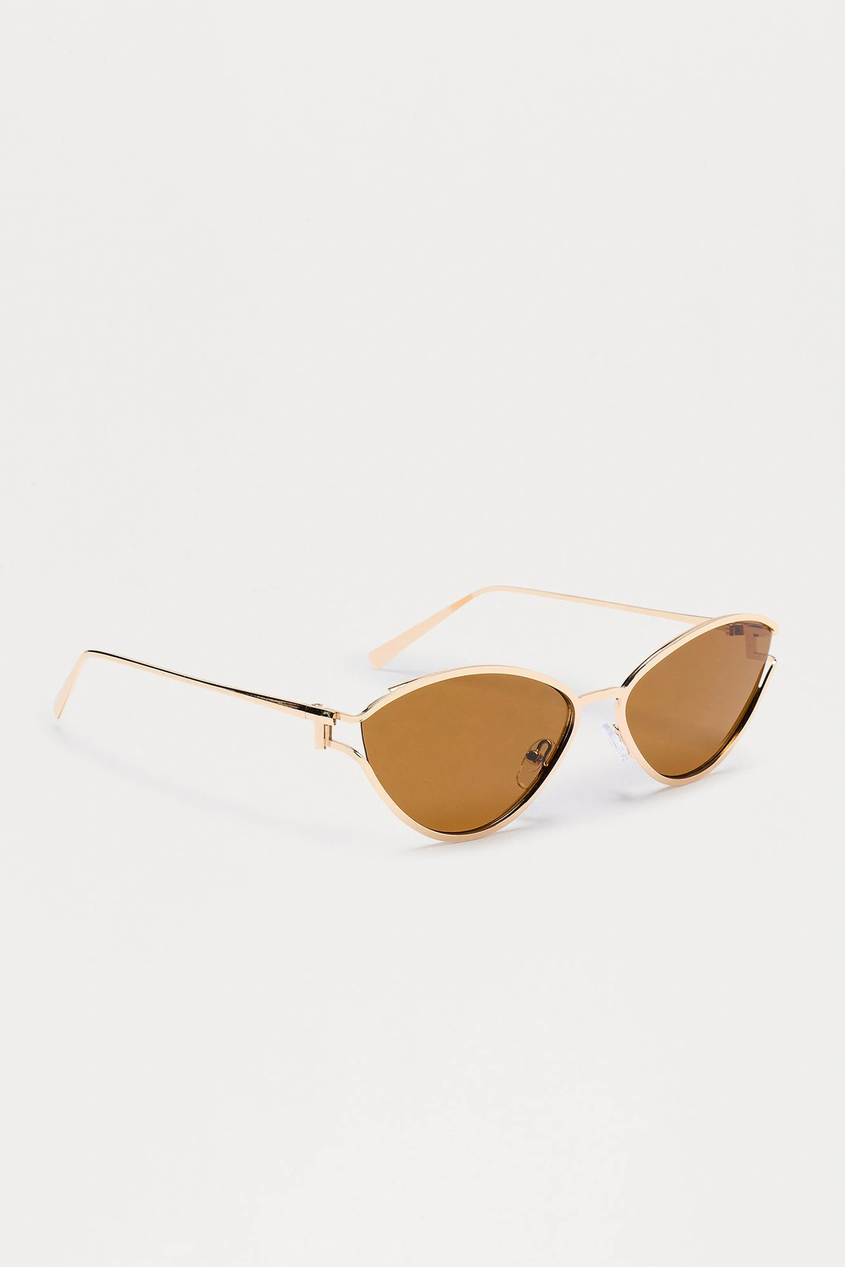 Fierce Diva Cat Eye Sunglasses - Gold/Brown — Dourado/Castanho